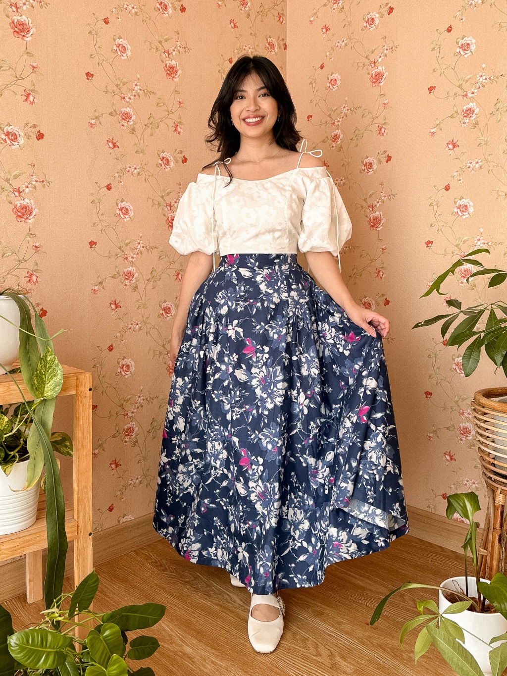 Eden Skirt in Blue Floral