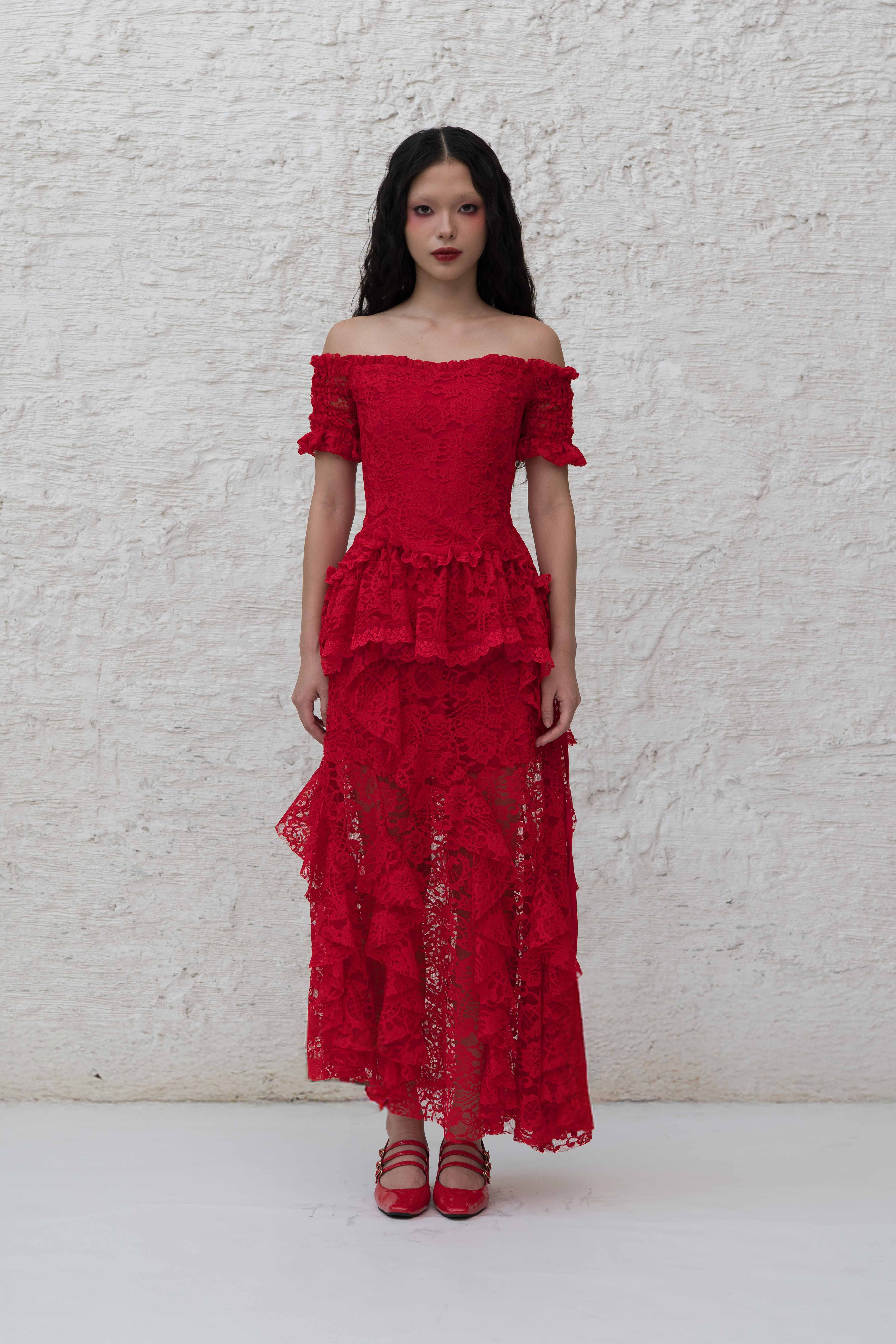 Lunaria Blouse in Red