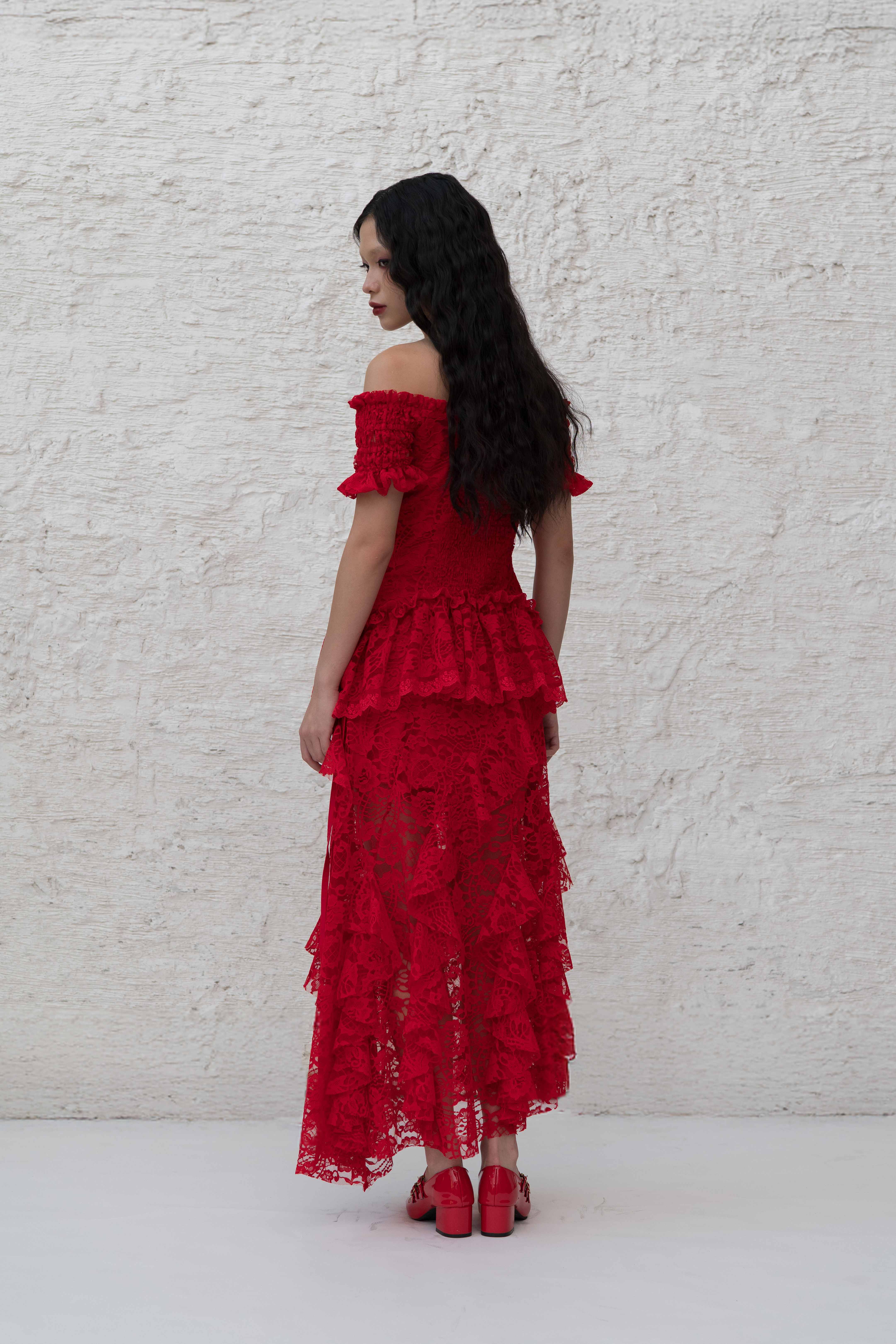 Lunaria Blouse in Red