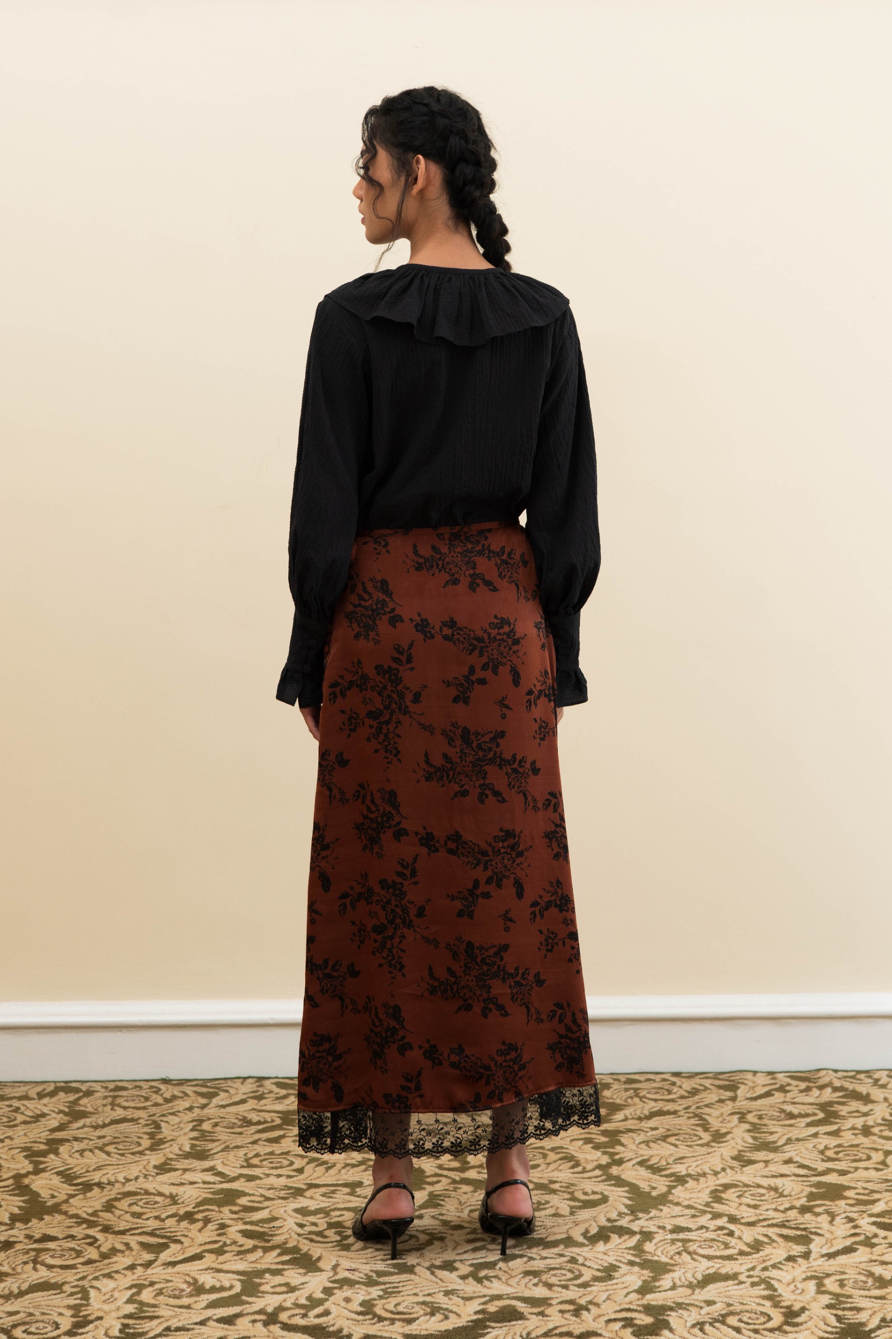 Evening Skirt in Burnt Umber Floral (Pre-Order)