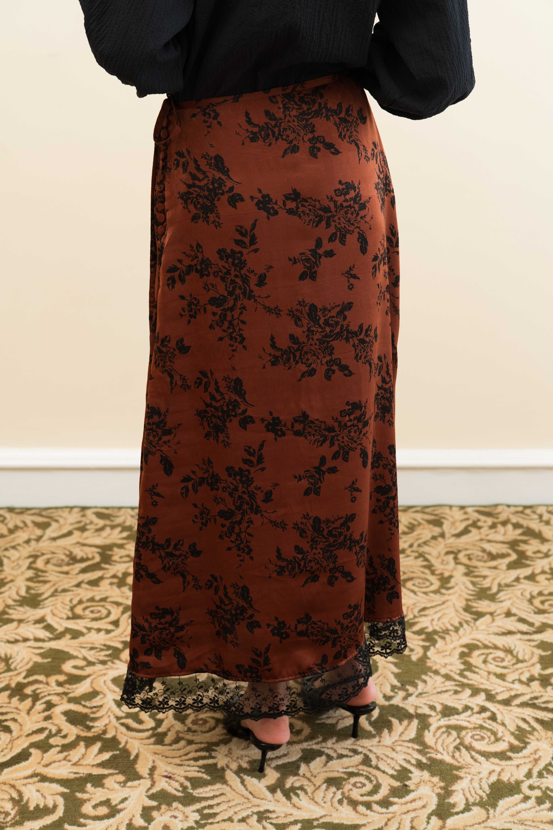 Evening Skirt in Burnt Umber Floral (Pre-Order)