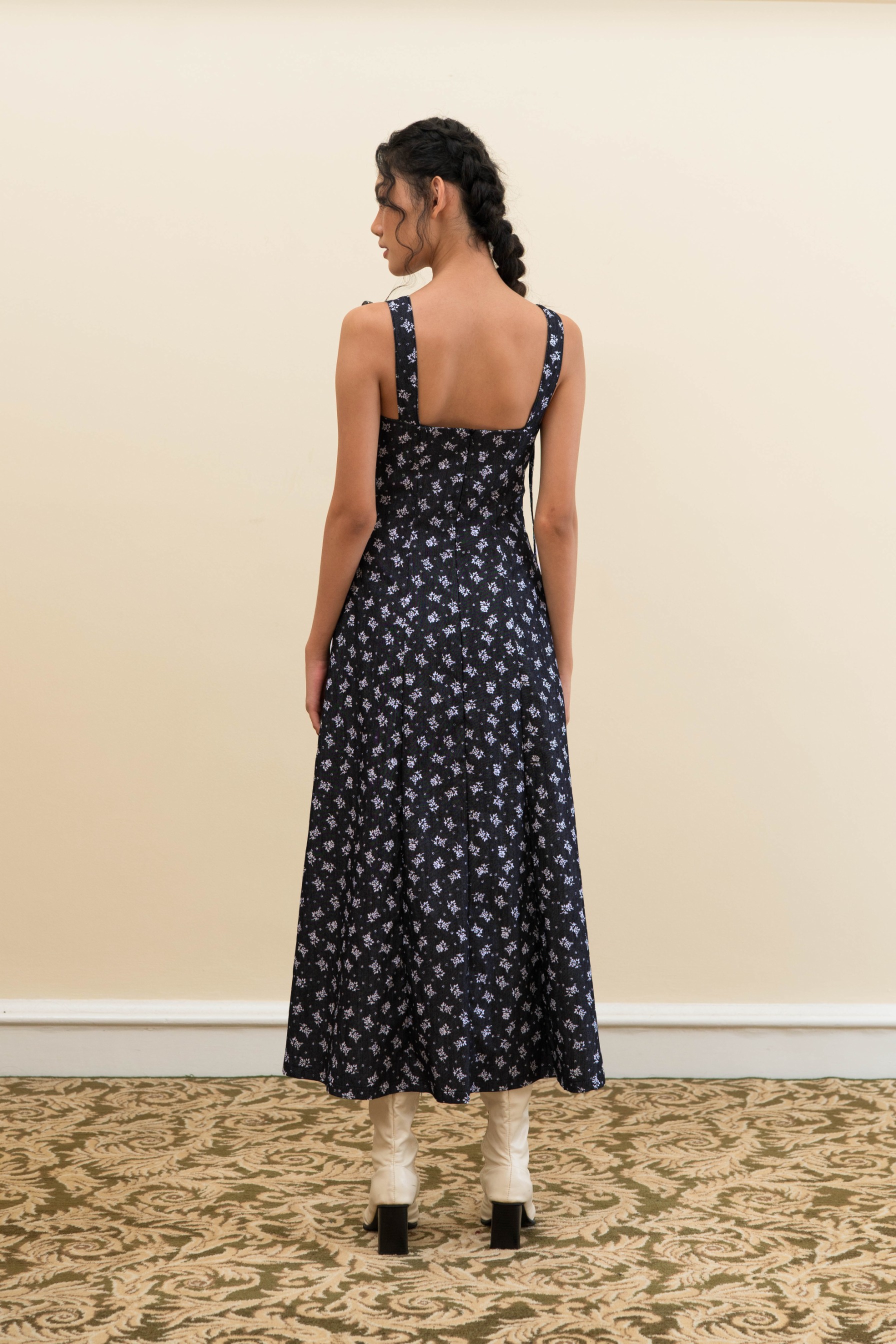 Luna Dress in Denim Floral