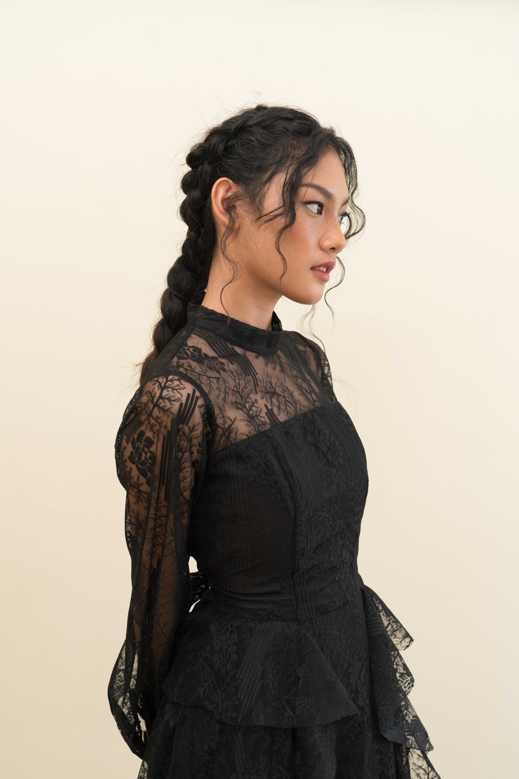 Moonlight Dress in Black Tulle Floral