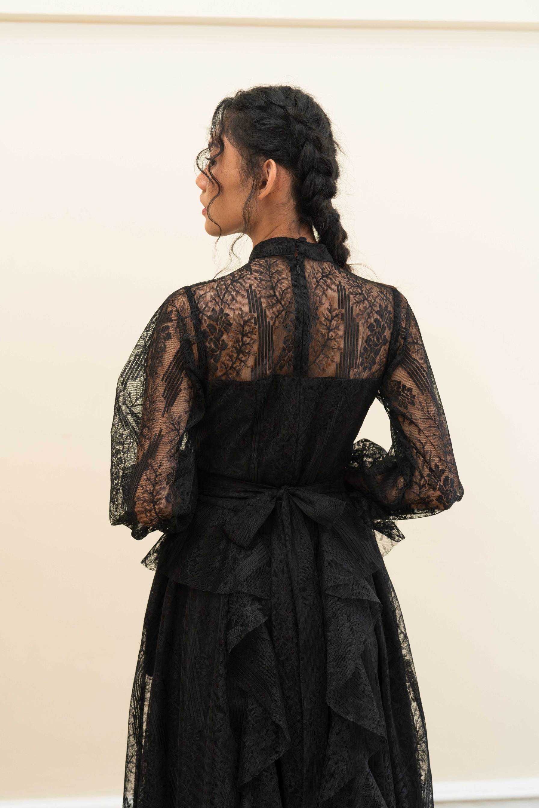 Moonlight Dress in Black Tulle Floral