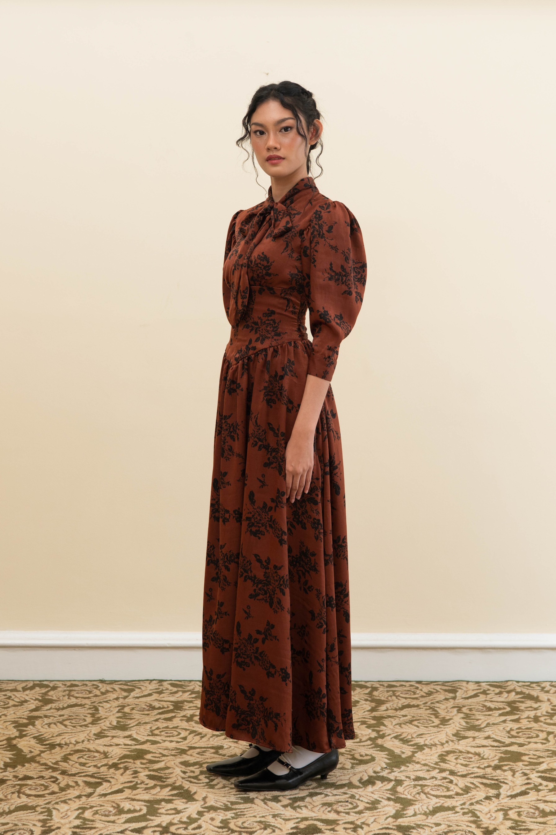 Juliet Dress in Burnt Umber Floral