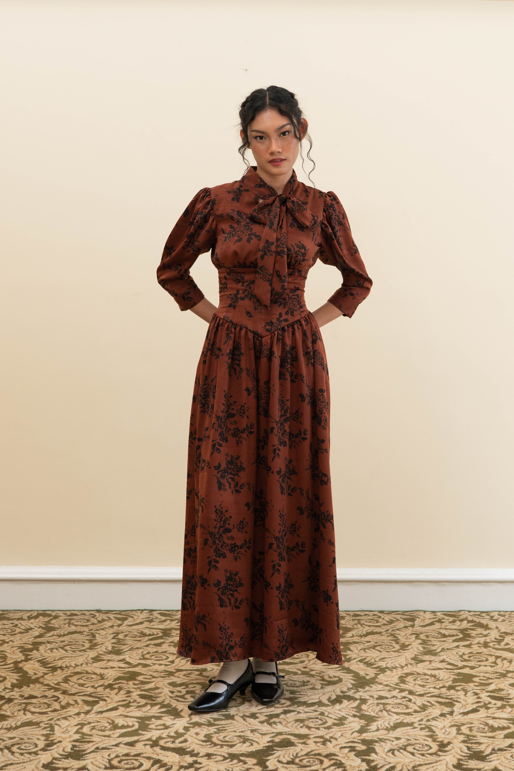 Juliet Dress in Burnt Umber Floral