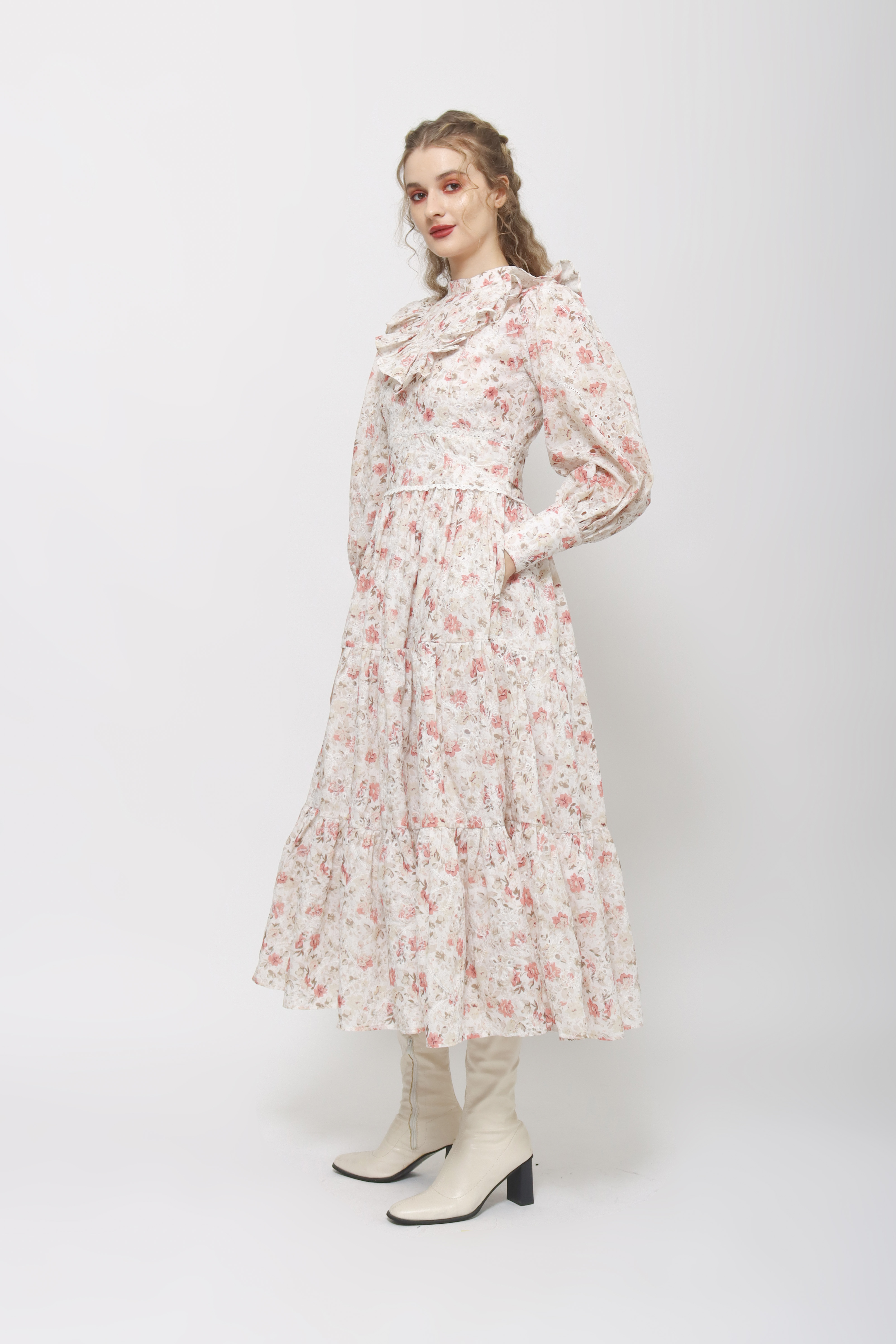 Marina Dress in Cream Floral