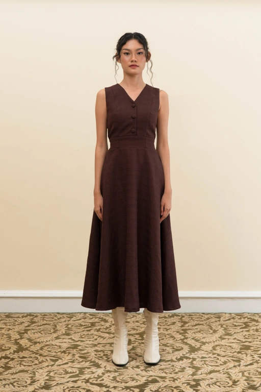 Image of BLOSSOMwithSTARRY Vest Dress in Brown