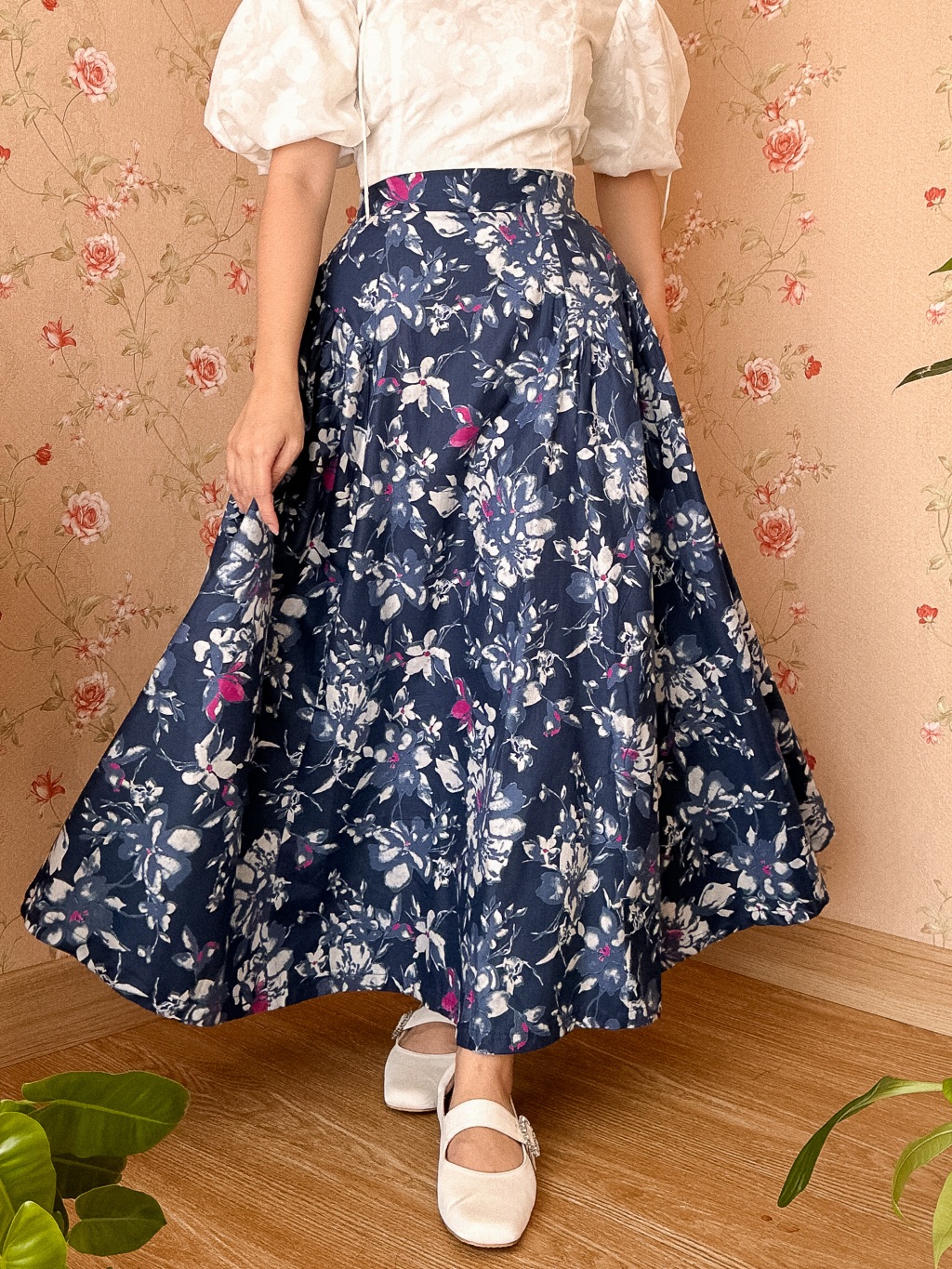 Eden Skirt in Blue Floral
