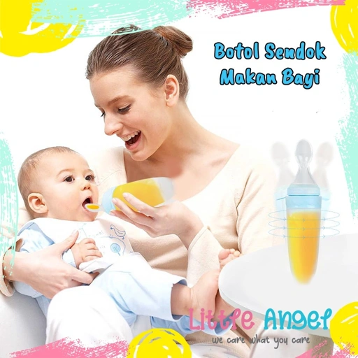 Image of Botol Sendok Makan Bayi  Mpasi Silikon Food Anti Tumpah 
