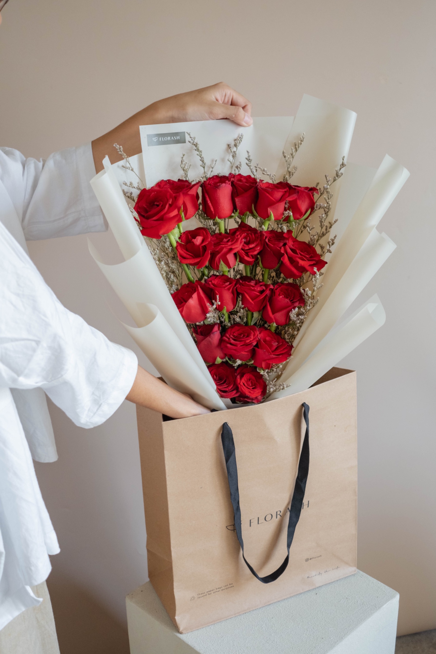Rose HB Large Tan Red