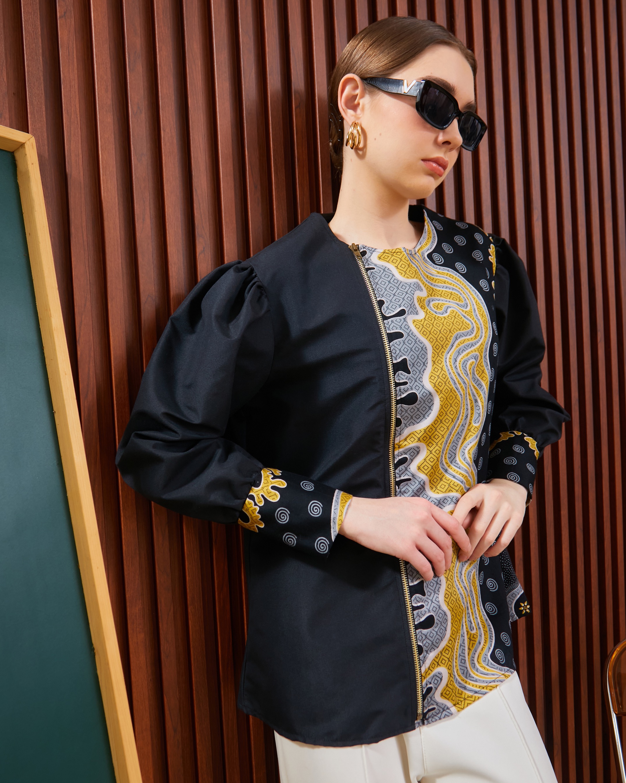 DAHLIA  BLOUSE CHARCOAL 