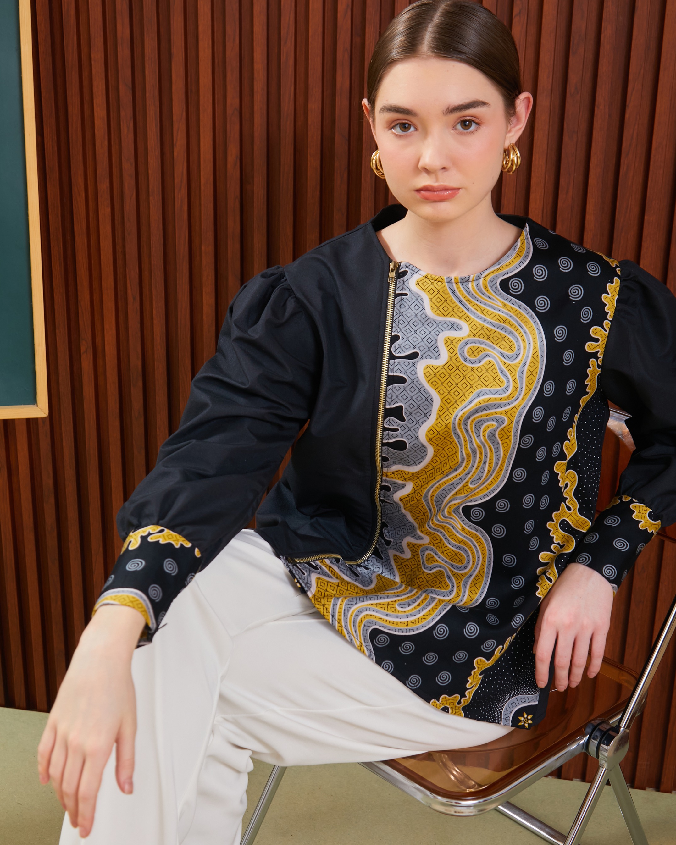 DAHLIA  BLOUSE CHARCOAL 
