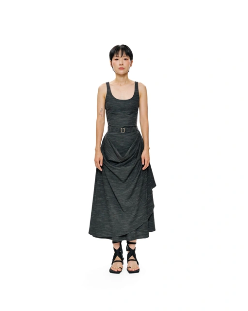 Image of FOUNTAIN ASSYMETRIC DRESS - STRIPE