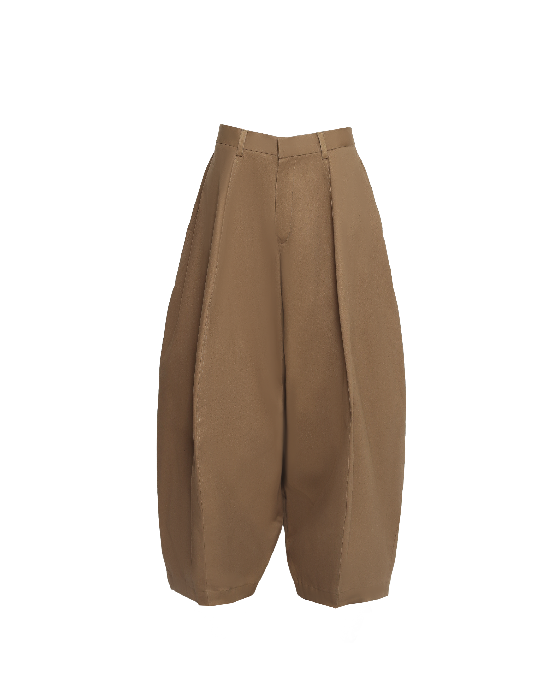 CURVED WIDE TROUSERS - BROWN