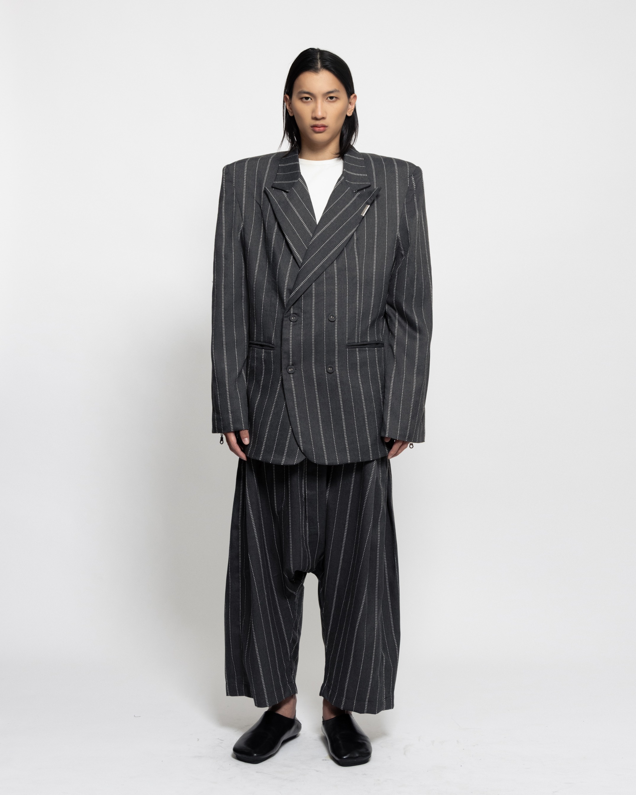 SLAB STRUCTURED BLAZER - STRIPE