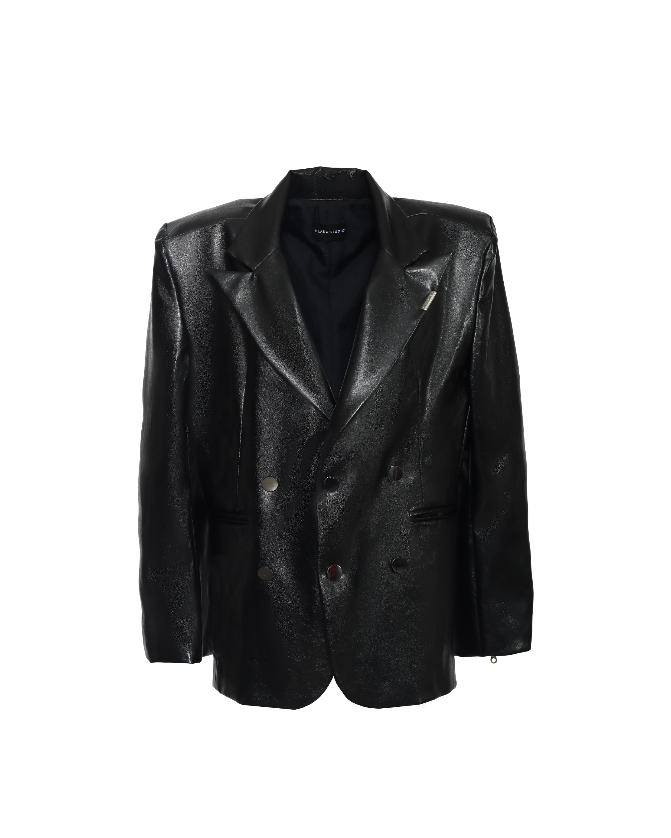 SLAB STRUCTURED BLAZER - FAUX LEATHER