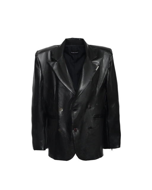 Image of SLAB STRUCTURED BLAZER - FAUX LEATHER