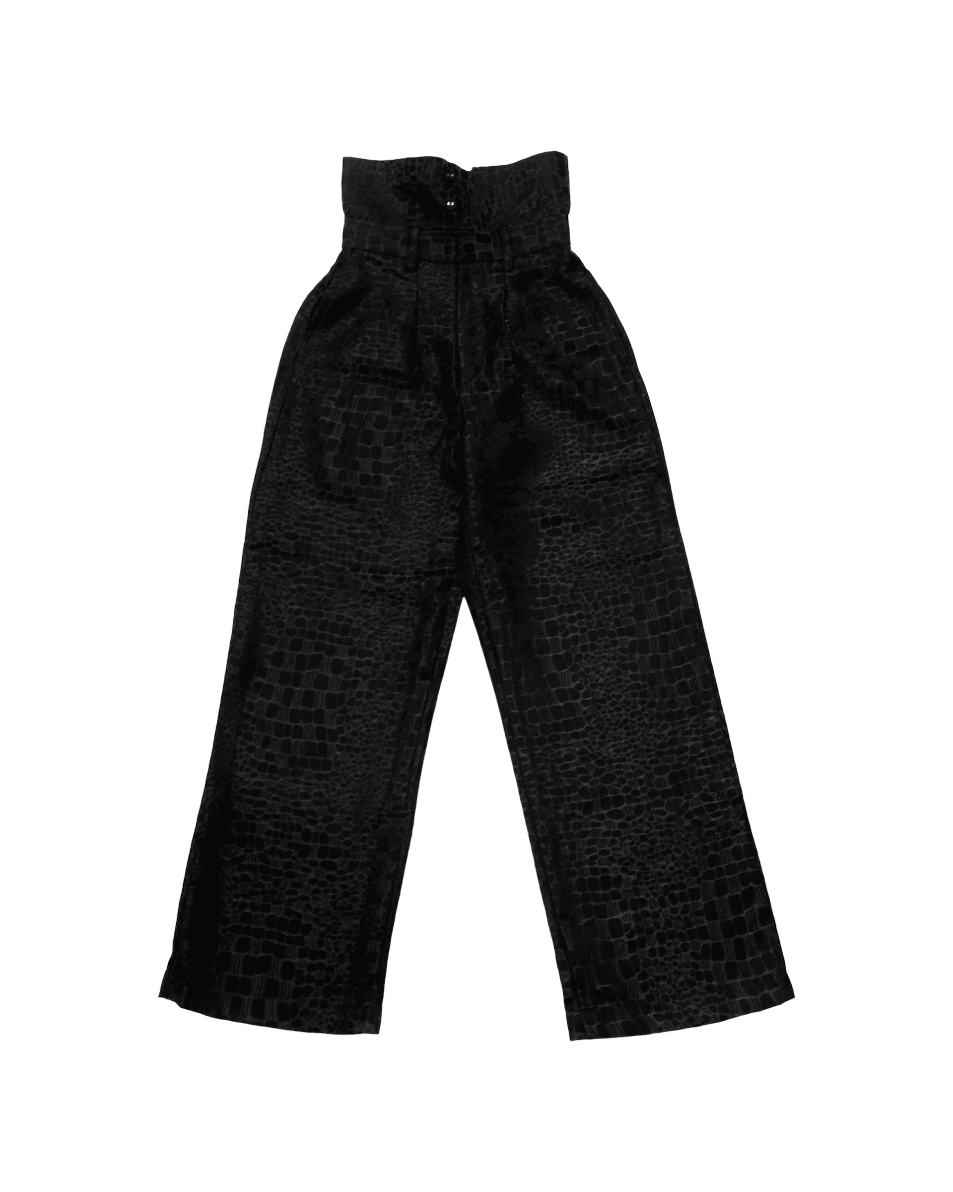 FOLDED JACQUARD TROUSERS - BLACK