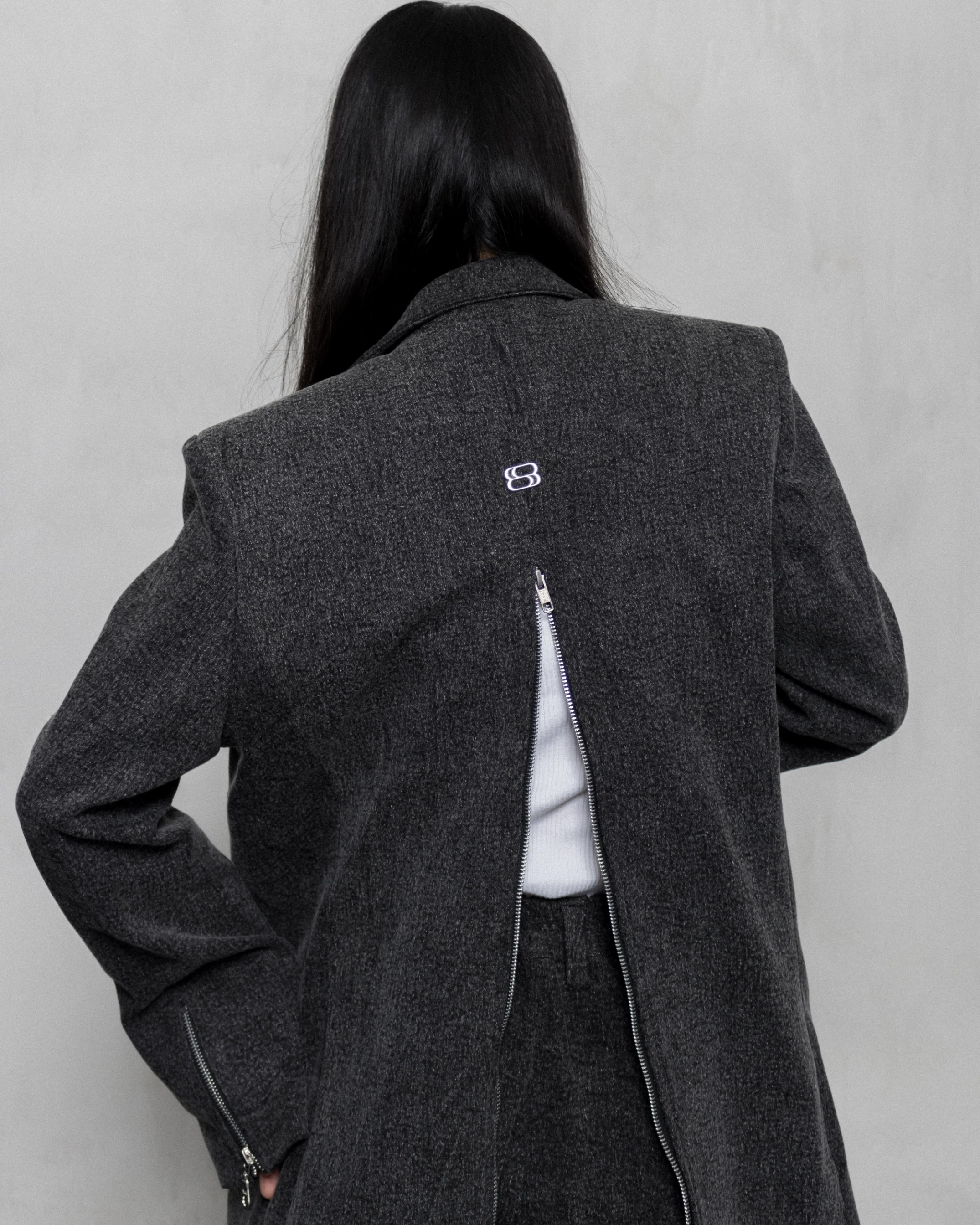 OVERSIZE ZIP BLAZER - WASHED DENIM