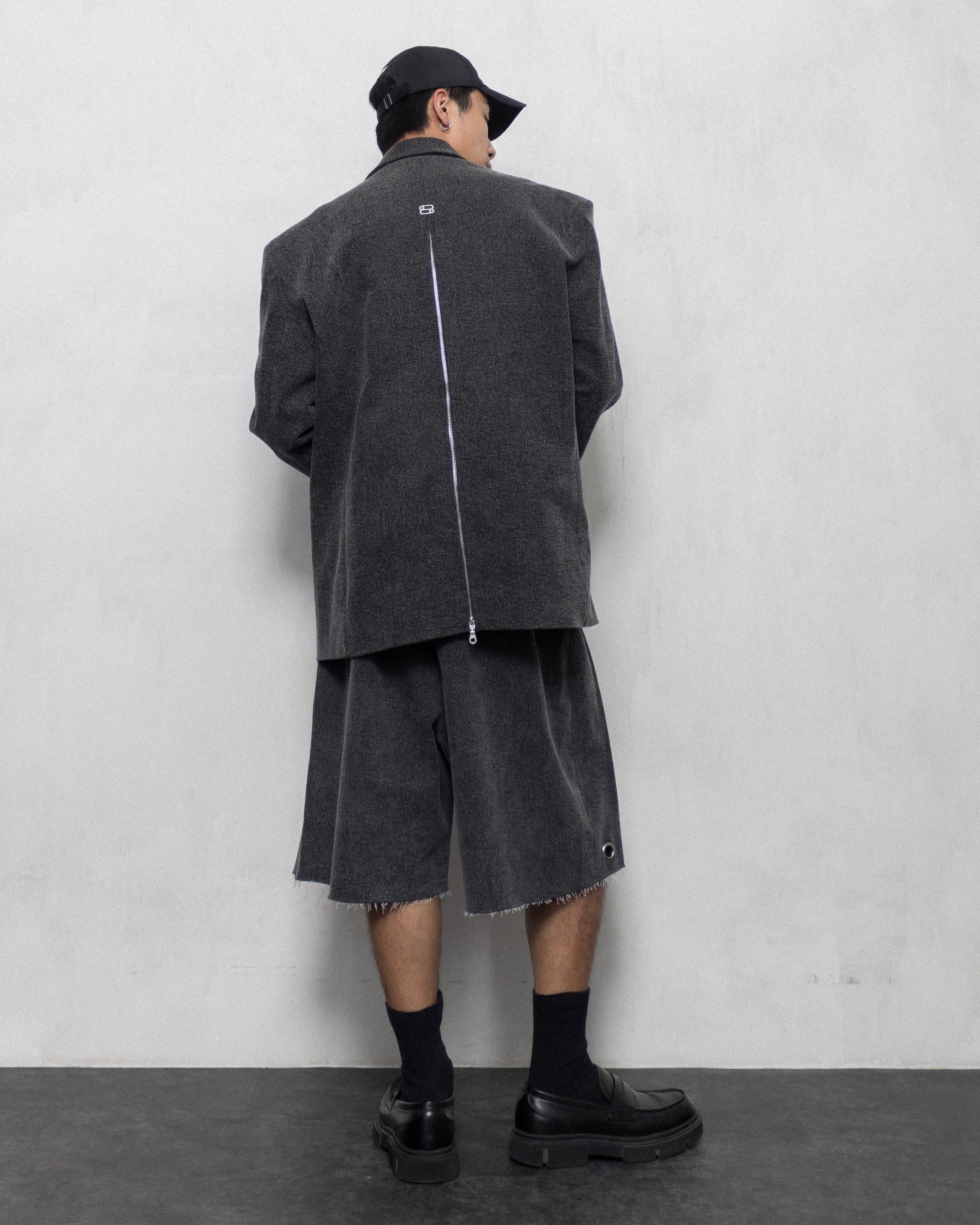 OVERSIZE ZIP BLAZER - WASHED DENIM