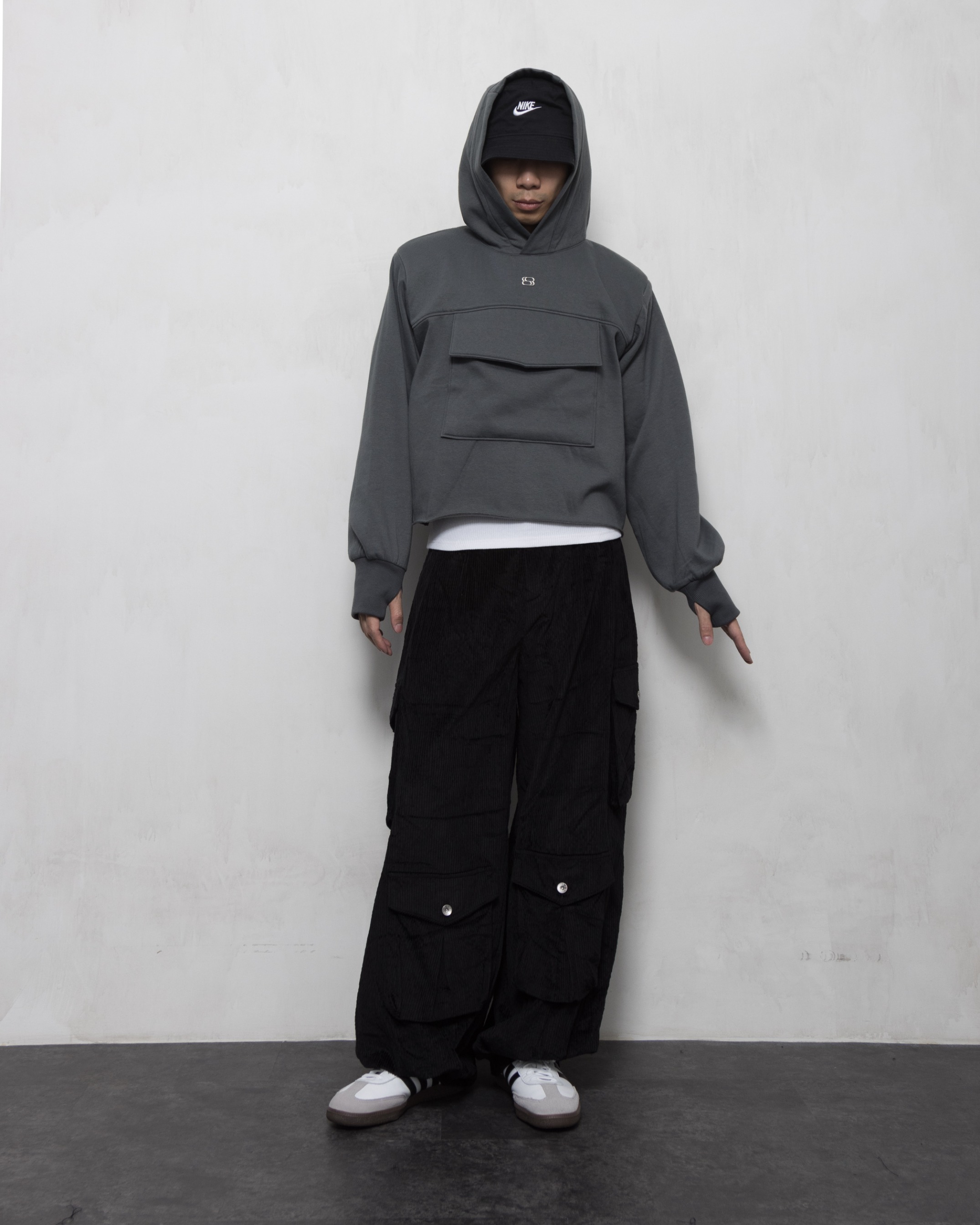 PADDED SQUARE HODDIE - STEEL GRAY