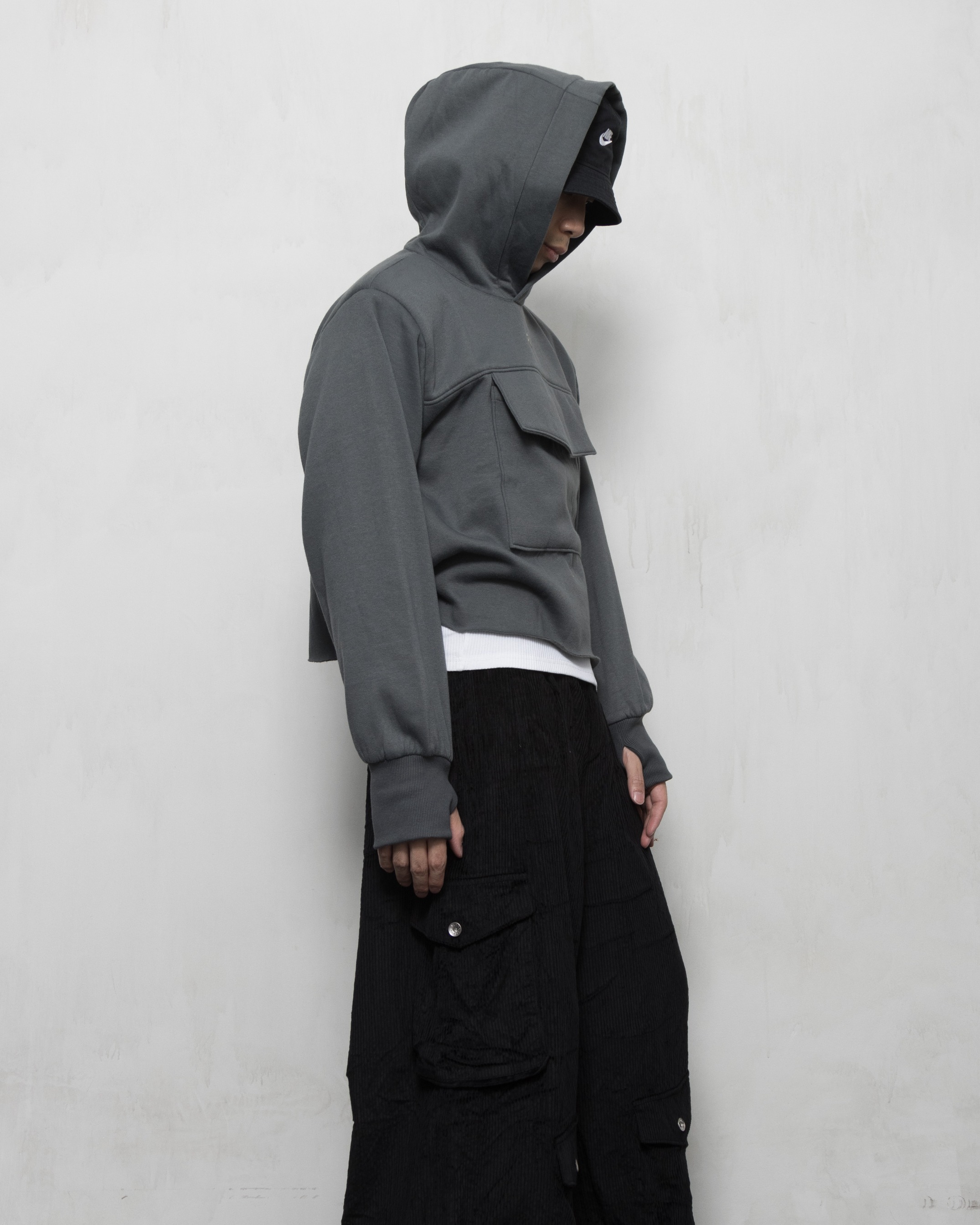 PADDED SQUARE HODDIE - STEEL GRAY