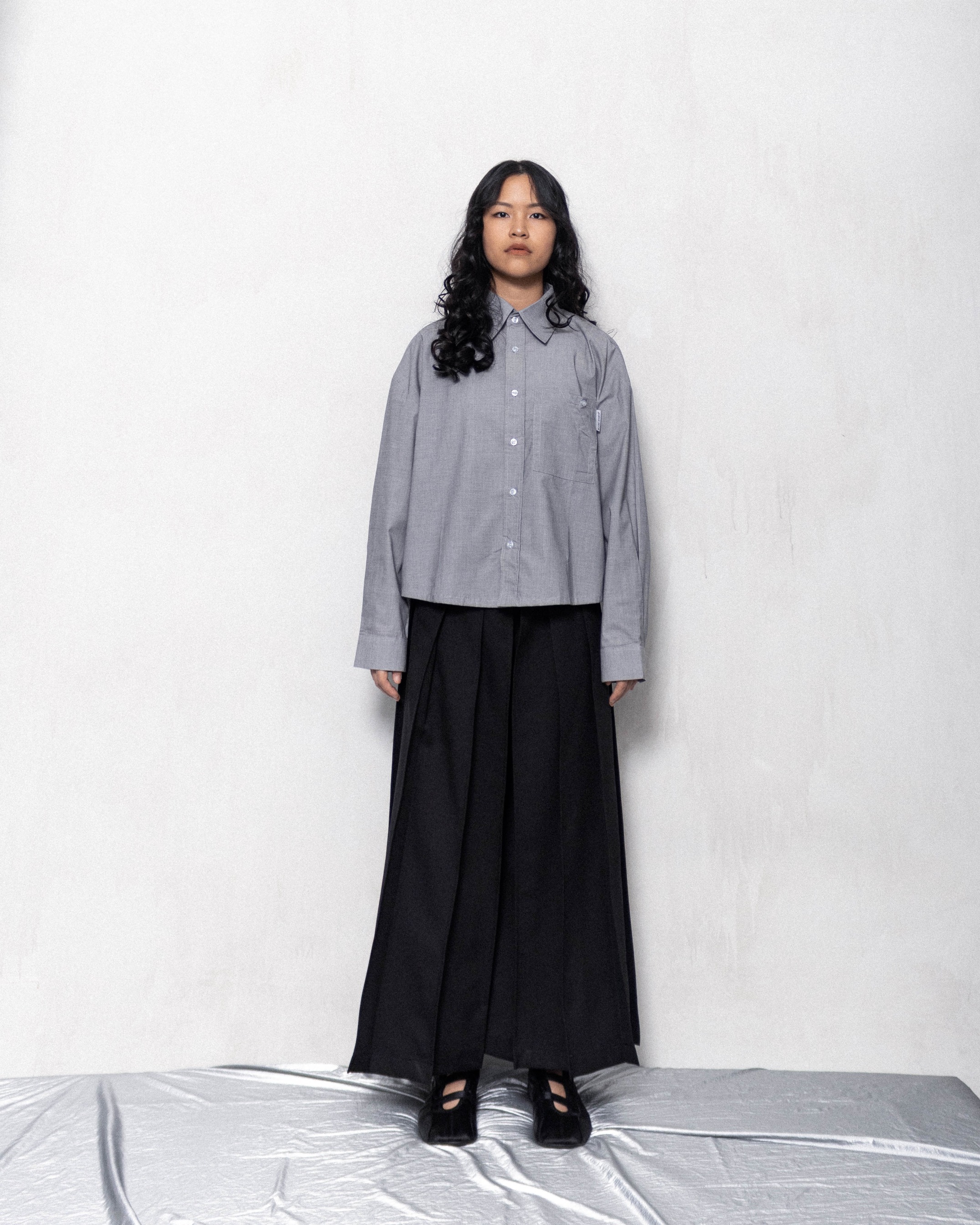 CUBICAL BOXY SHIRT - SOFT GRAY