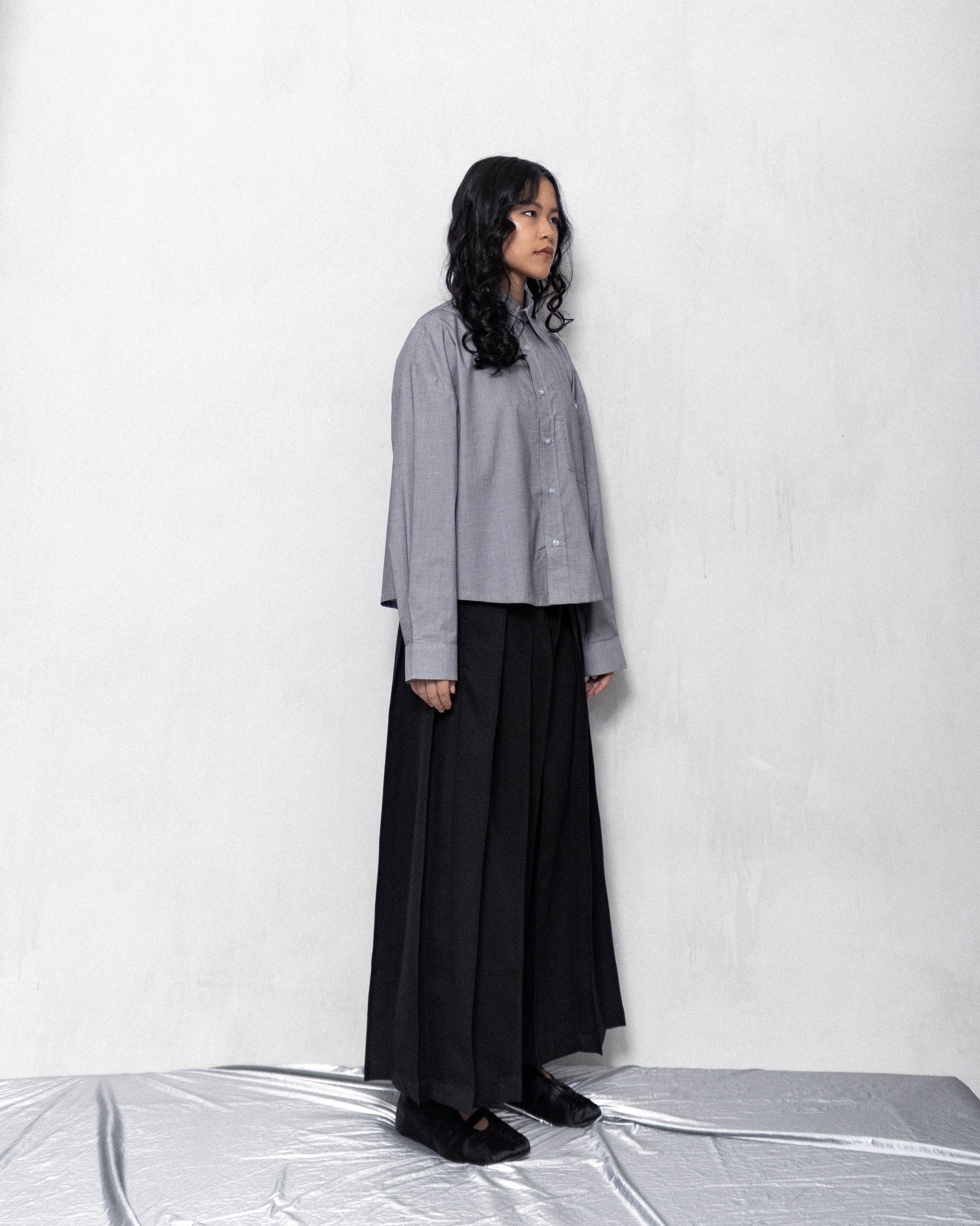 CUBICAL BOXY SHIRT - SOFT GRAY