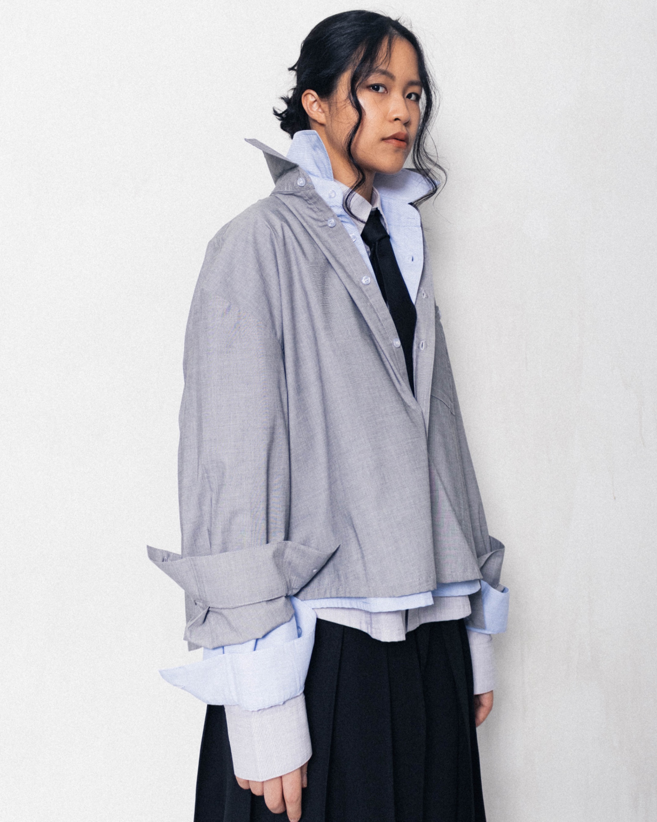 CUBICAL BOXY SHIRT - LIGHT BLUE