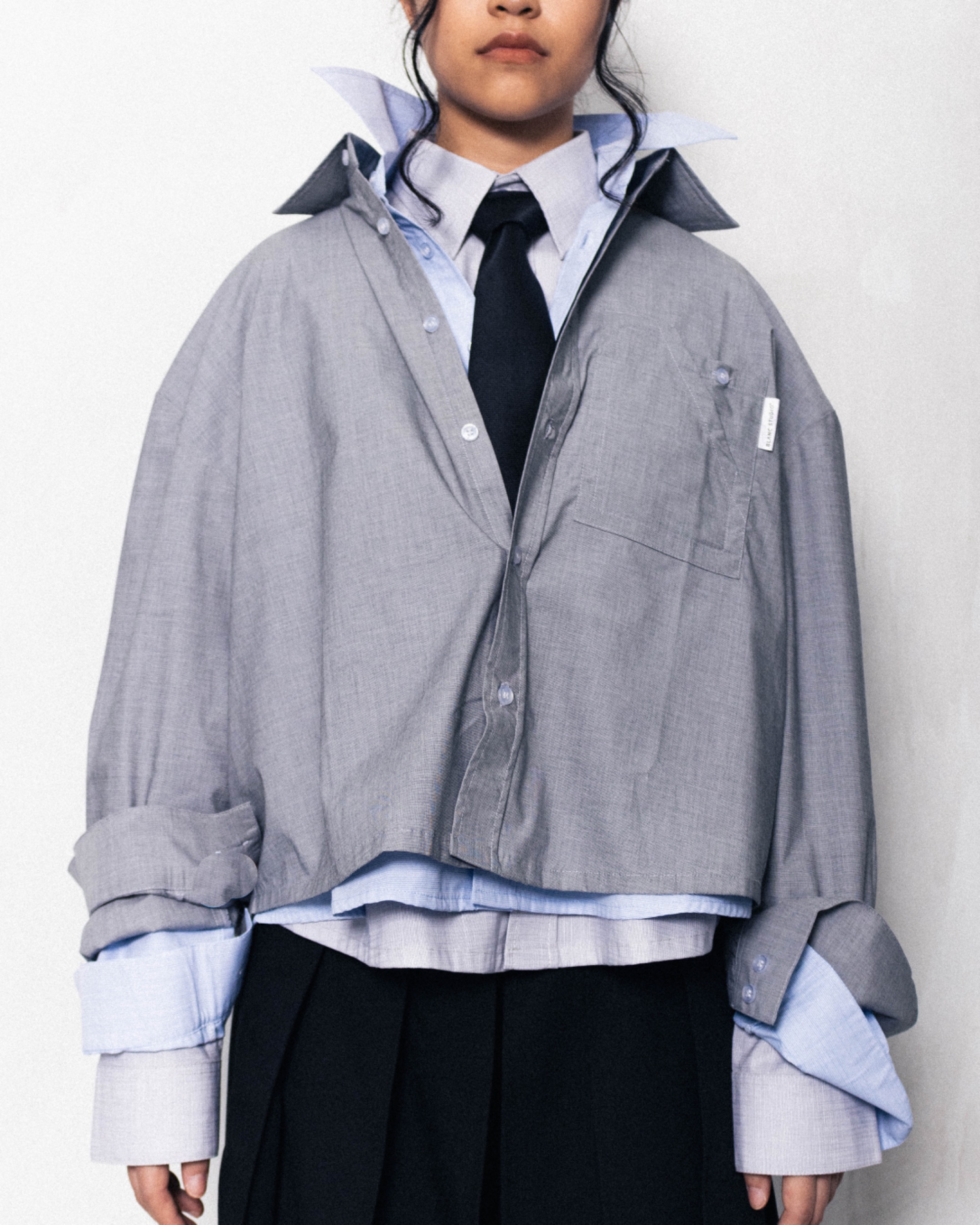 CUBICAL BOXY SHIRT - LIGHT BLUE