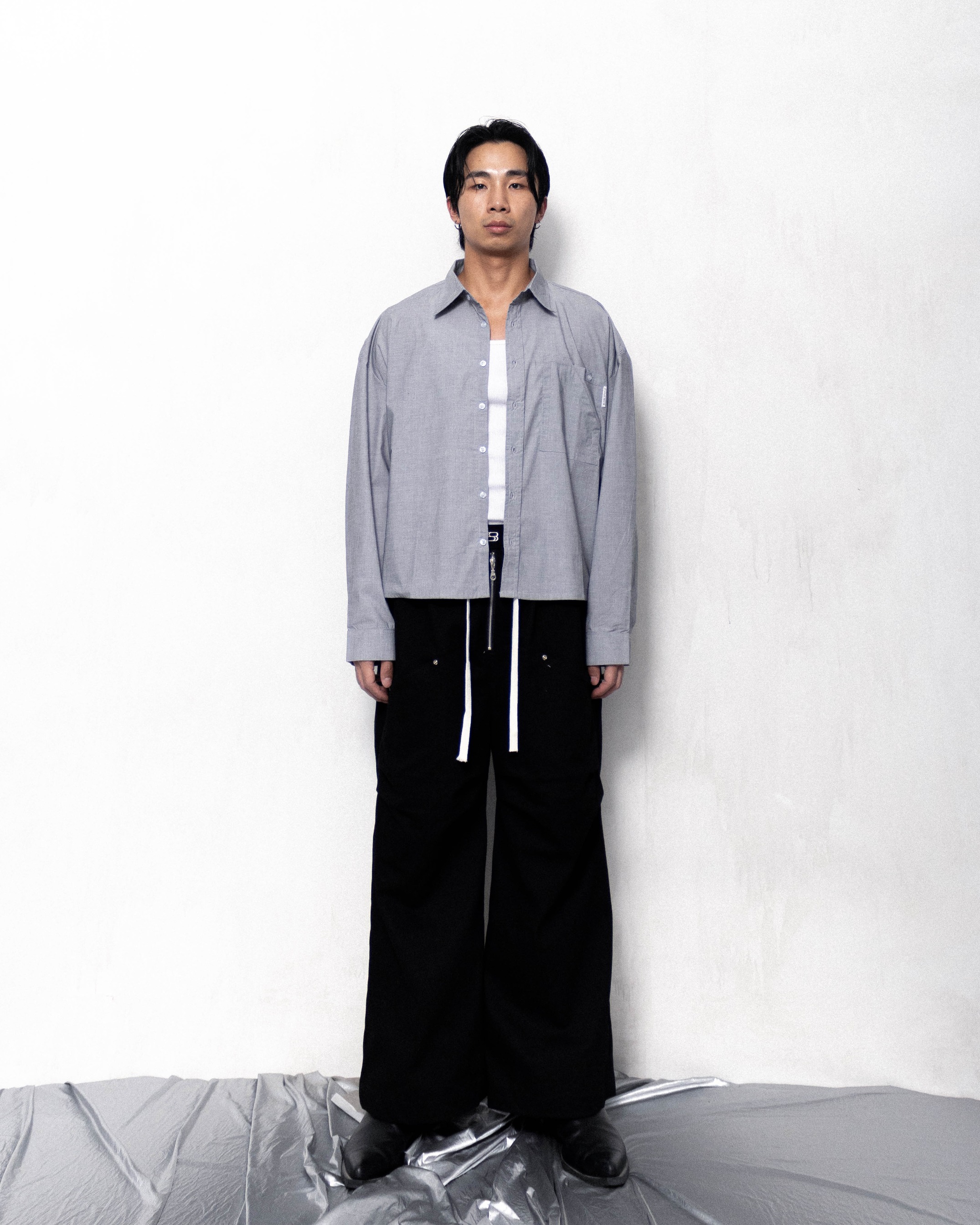 CUBICAL BOXY SHIRT - SOFT GRAY