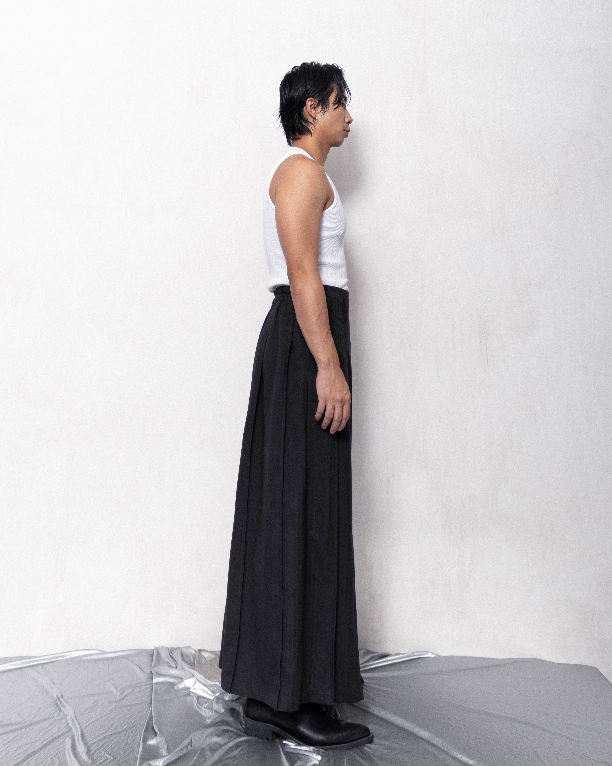 PLEATED MAXI TROUSERS - DARK GRAY