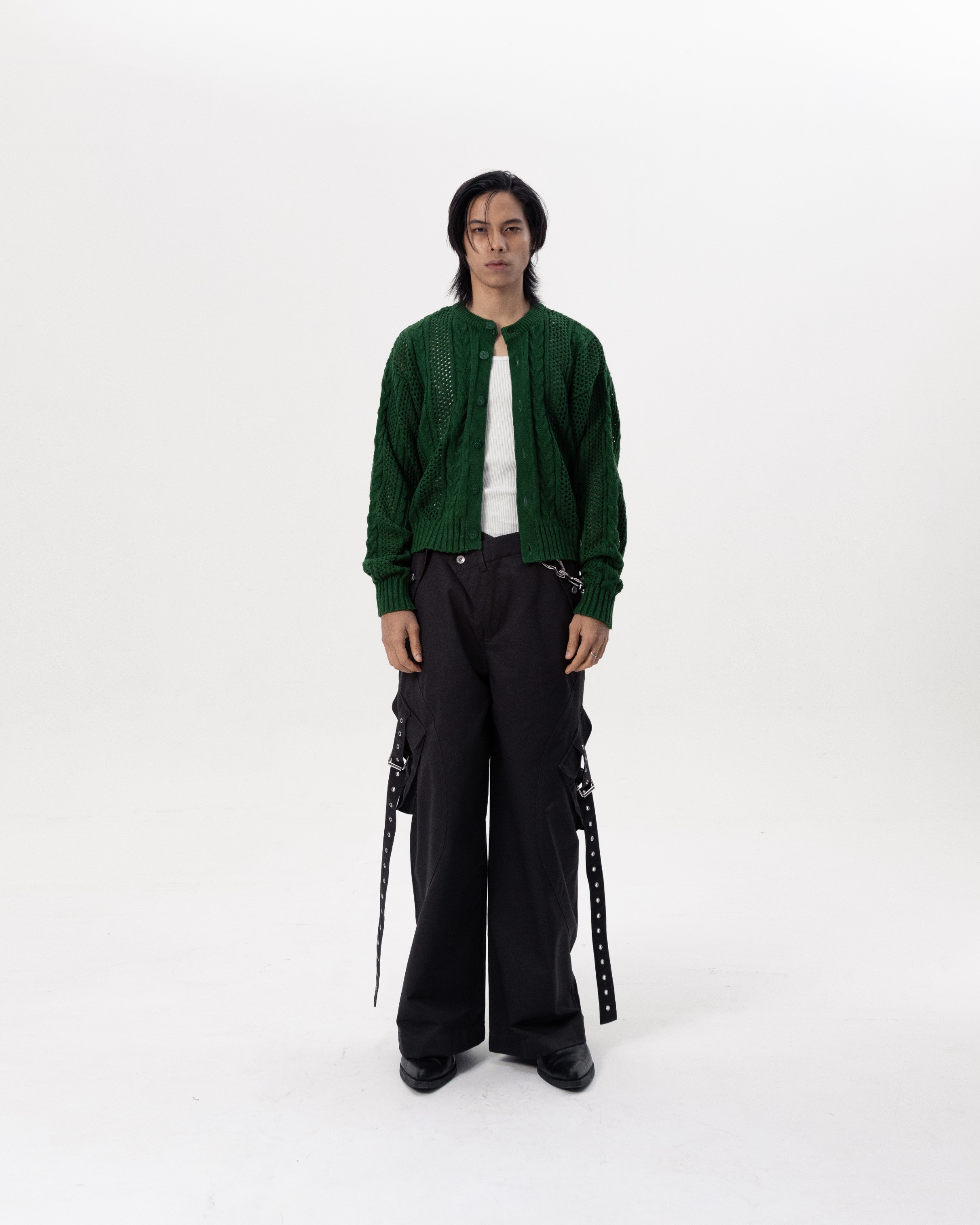 NETWORK CABLE CARDIGAN - GREEN