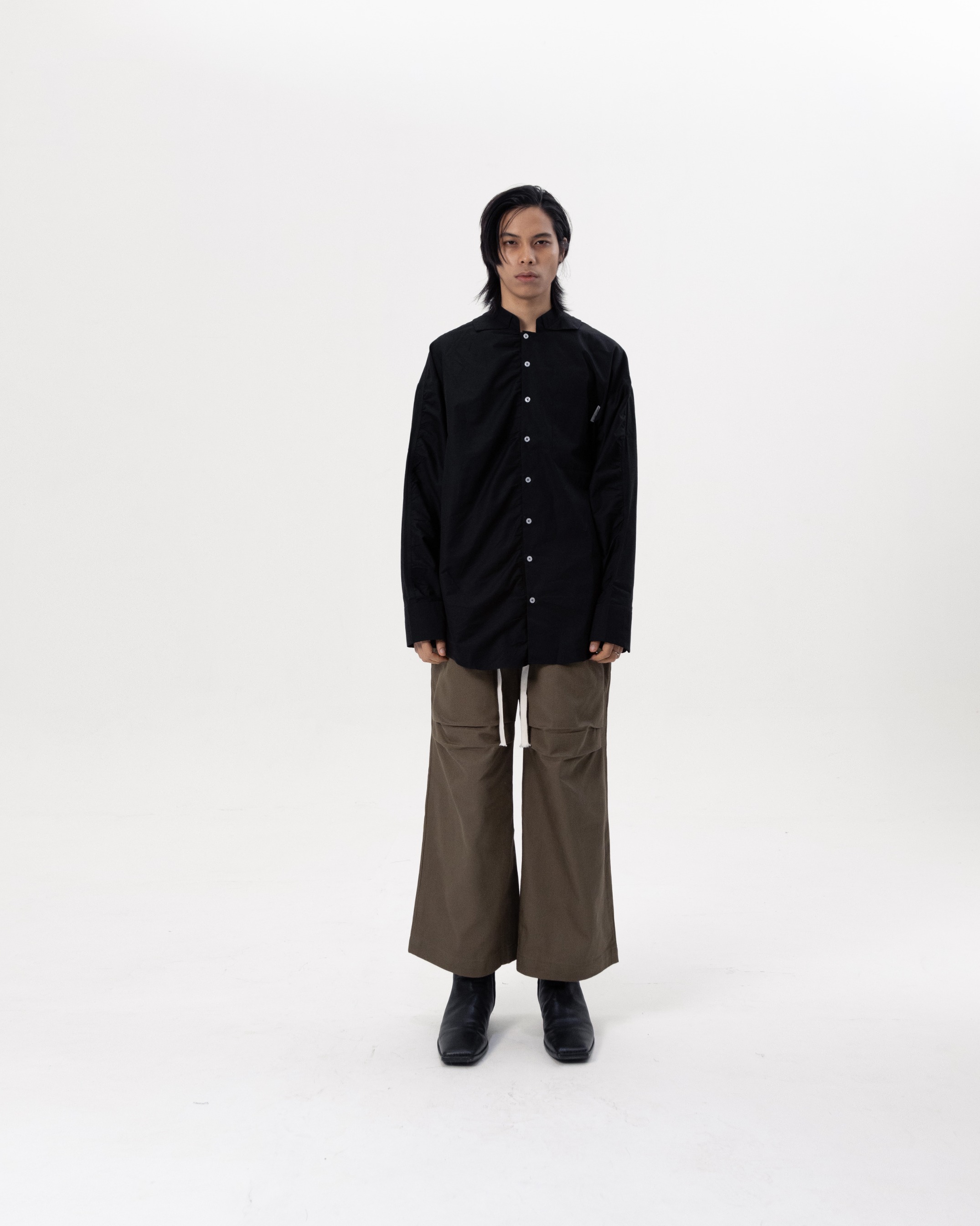 CONTRAST OVERSIZE SHIRT - BLACK