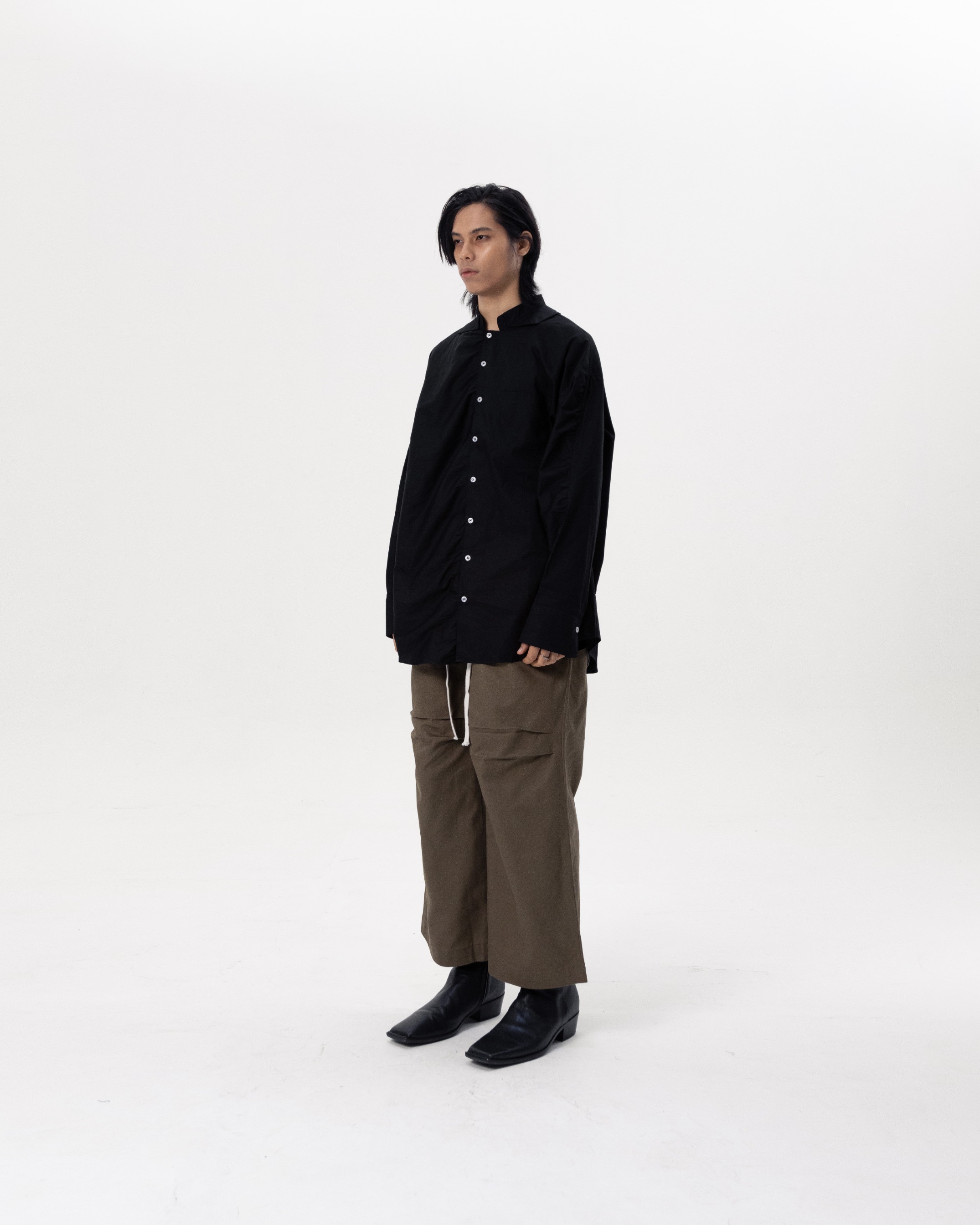 CONTRAST OVERSIZE SHIRT - BLACK