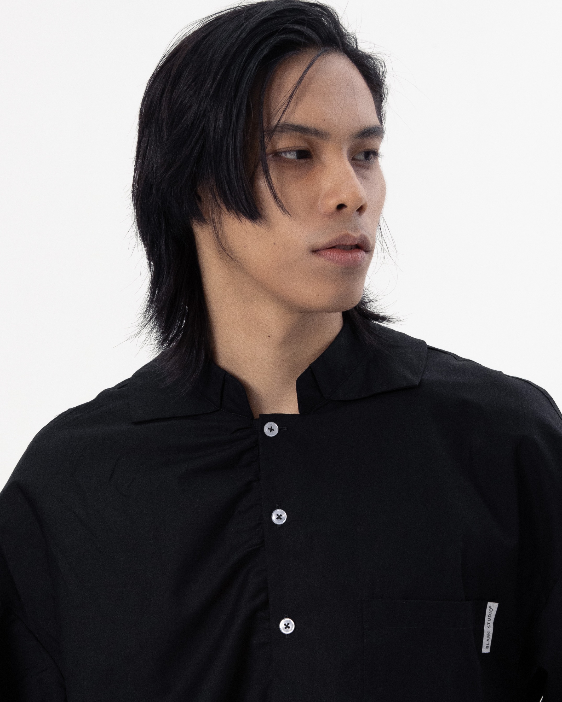 CONTRAST OVERSIZE SHIRT - BLACK