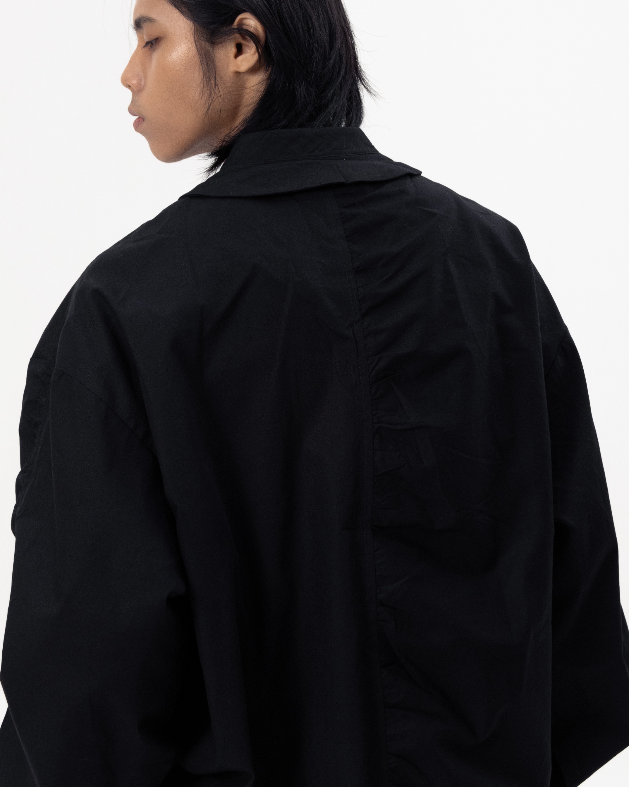CONTRAST OVERSIZE SHIRT - BLACK