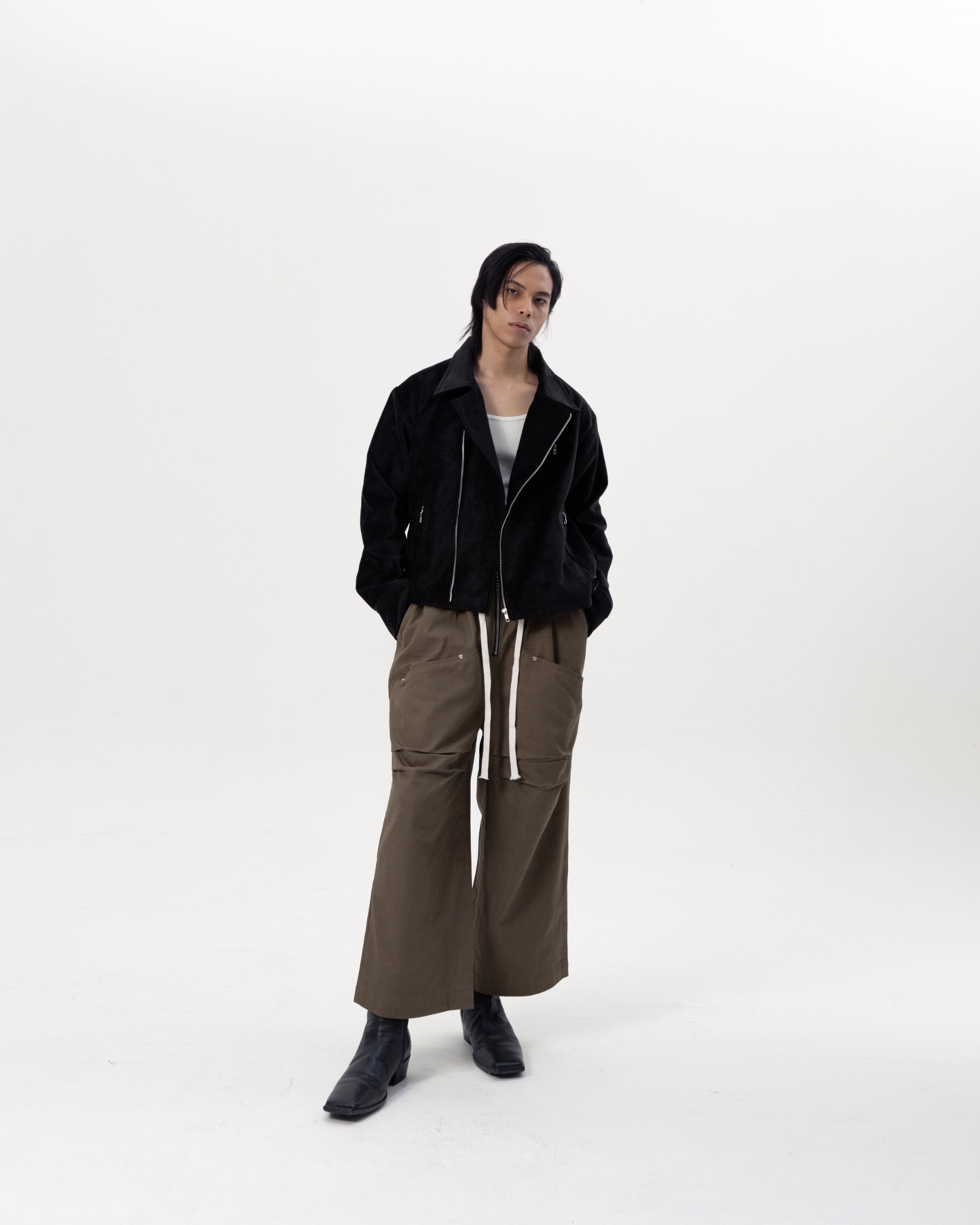 CONCRETE BIKER JACKET - BLACK 