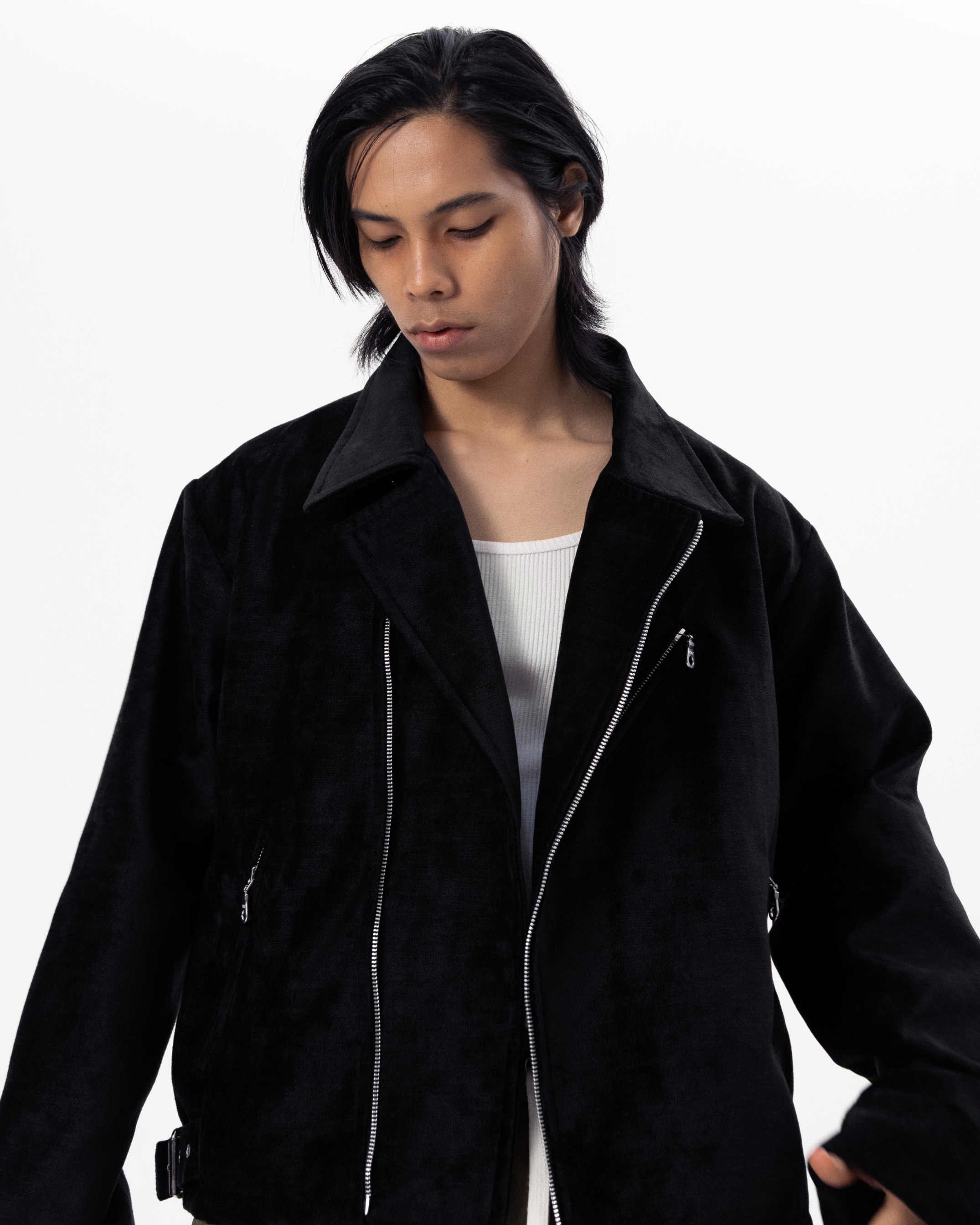 CONCRETE BIKER JACKET - BLACK 