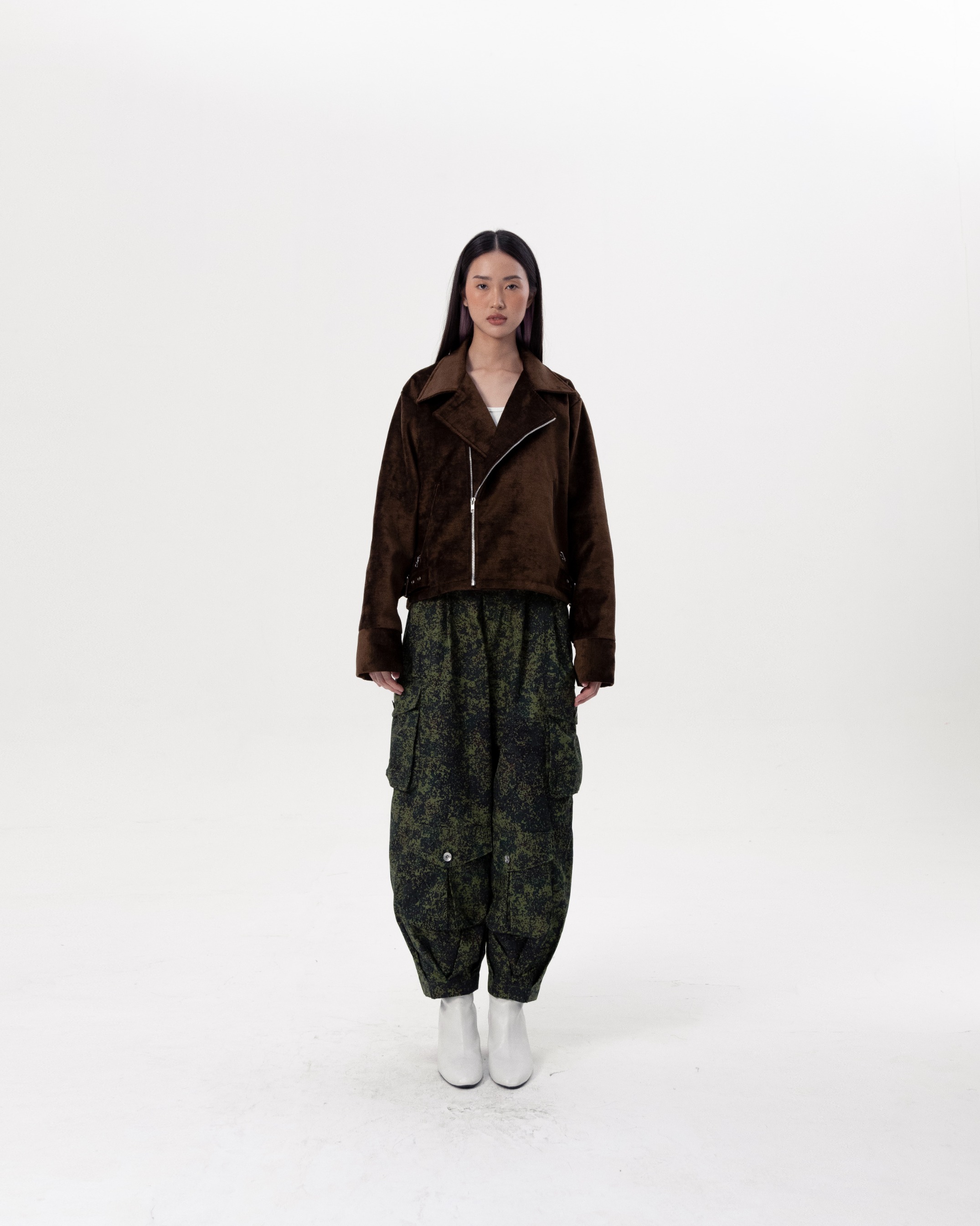 CONCRETE BIKER JACKET - BROWN