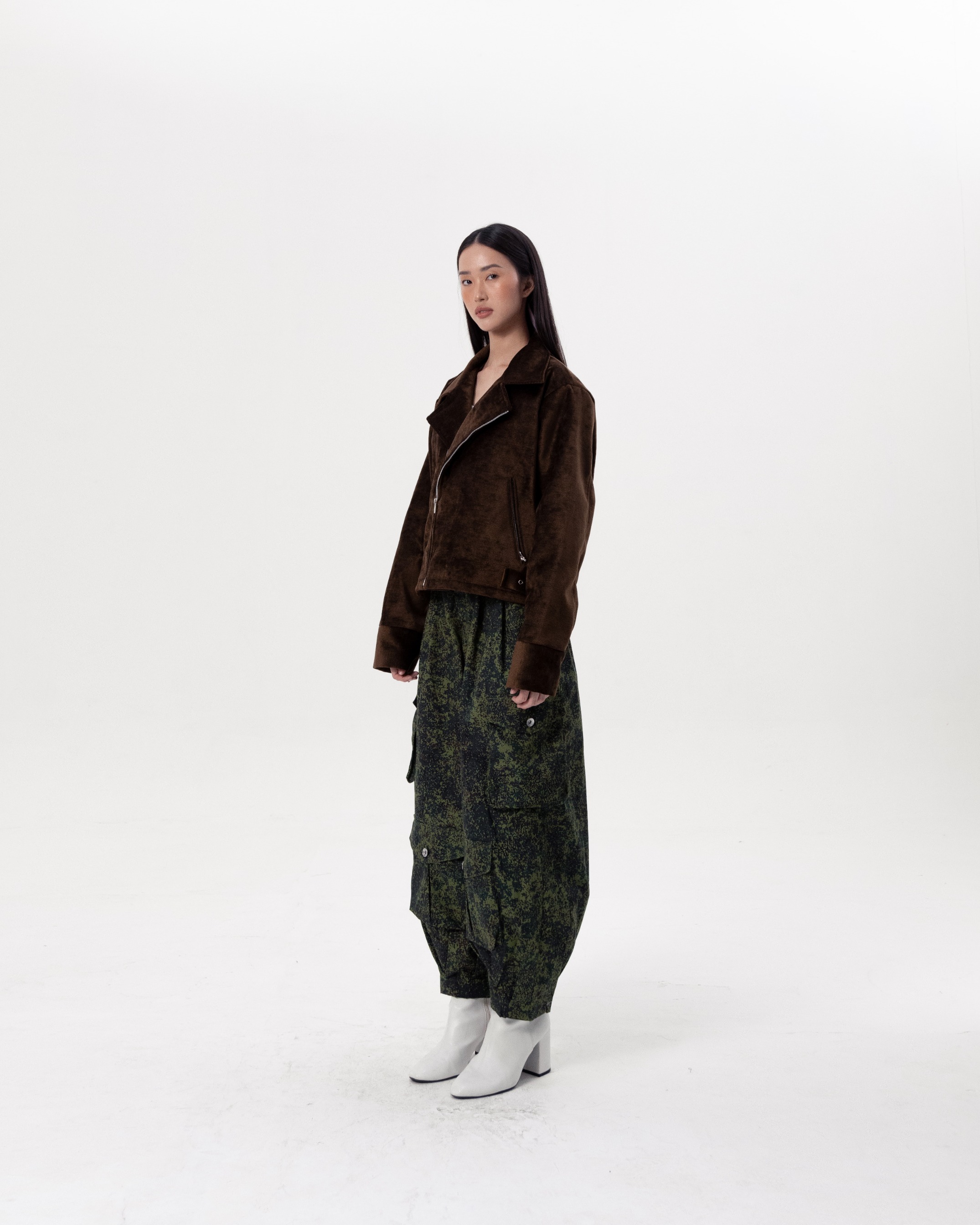 CONCRETE BIKER JACKET - BROWN
