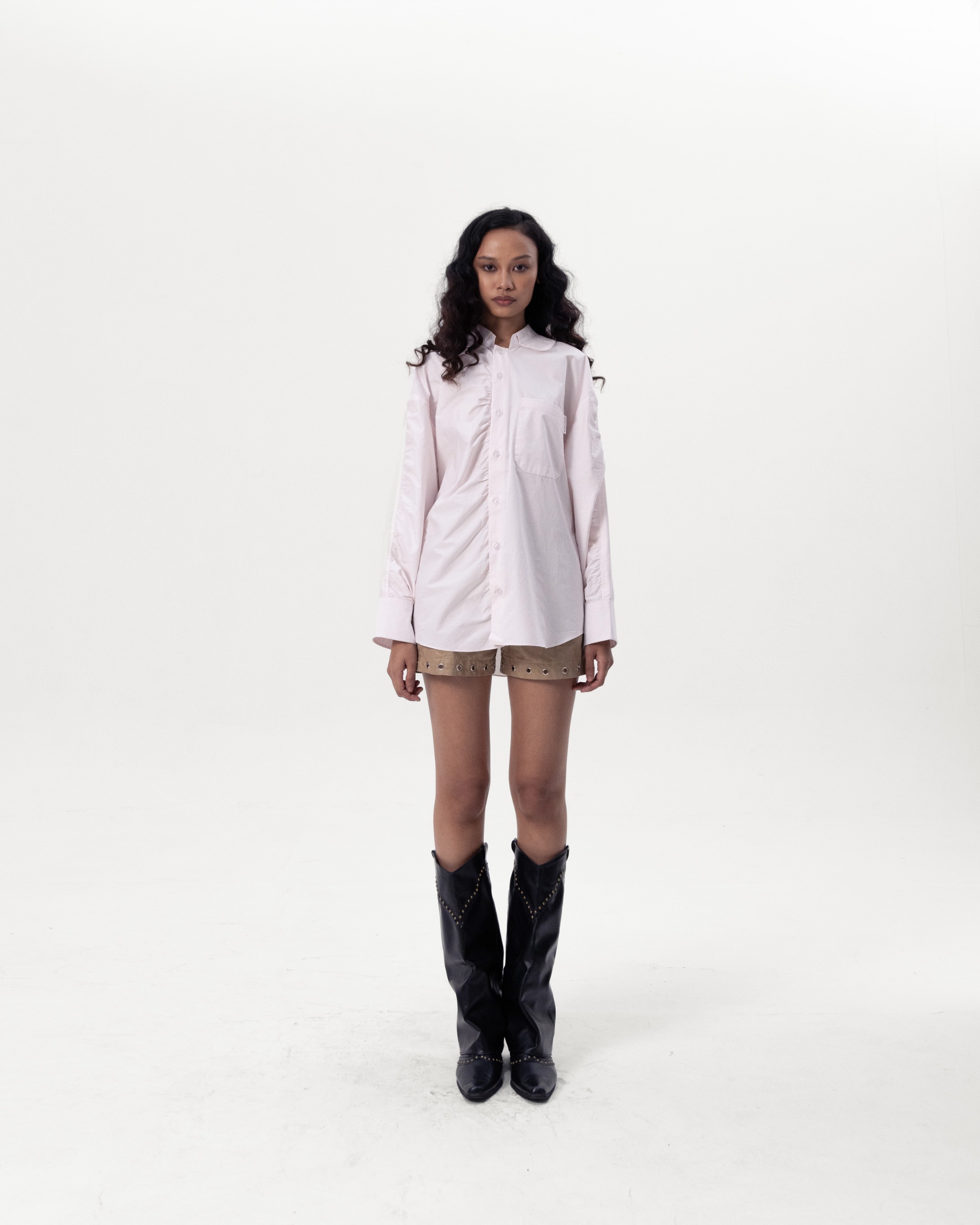 CONTRAST OVERSIZE SHIRT - LIGHT PINK