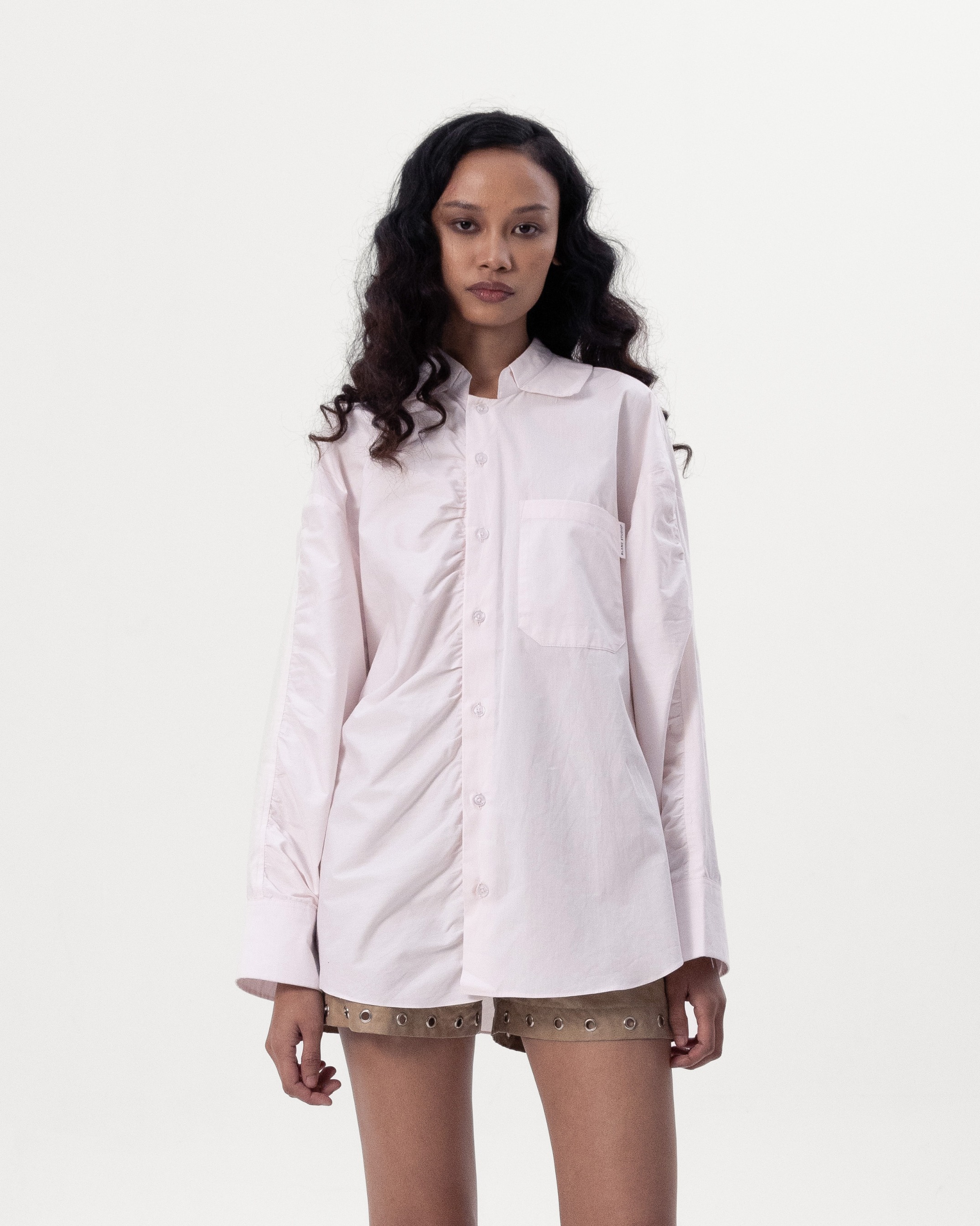 CONTRAST OVERSIZE SHIRT - LIGHT PINK