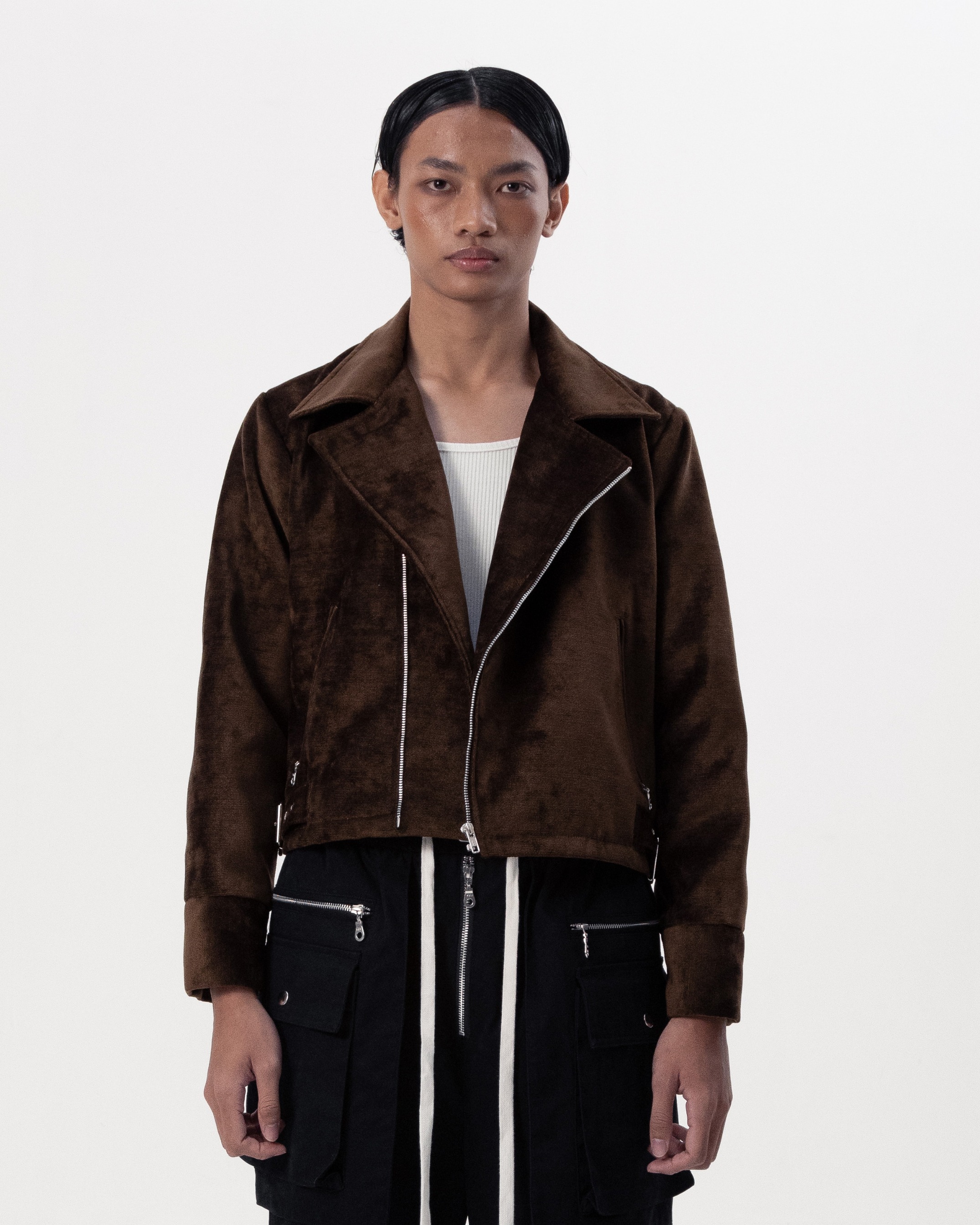 CONCRETE BIKER JACKET - BROWN