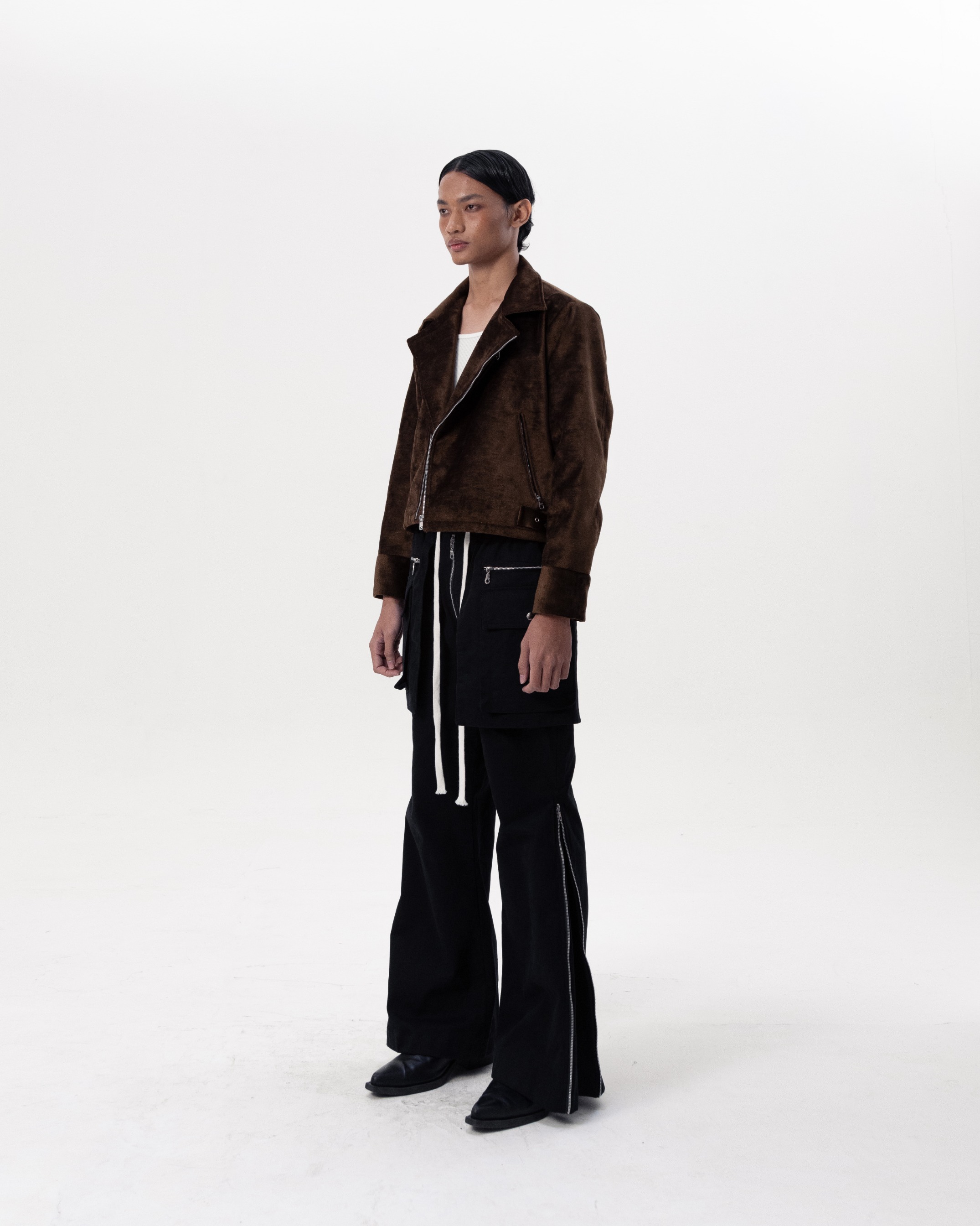CONCRETE BIKER JACKET - BROWN