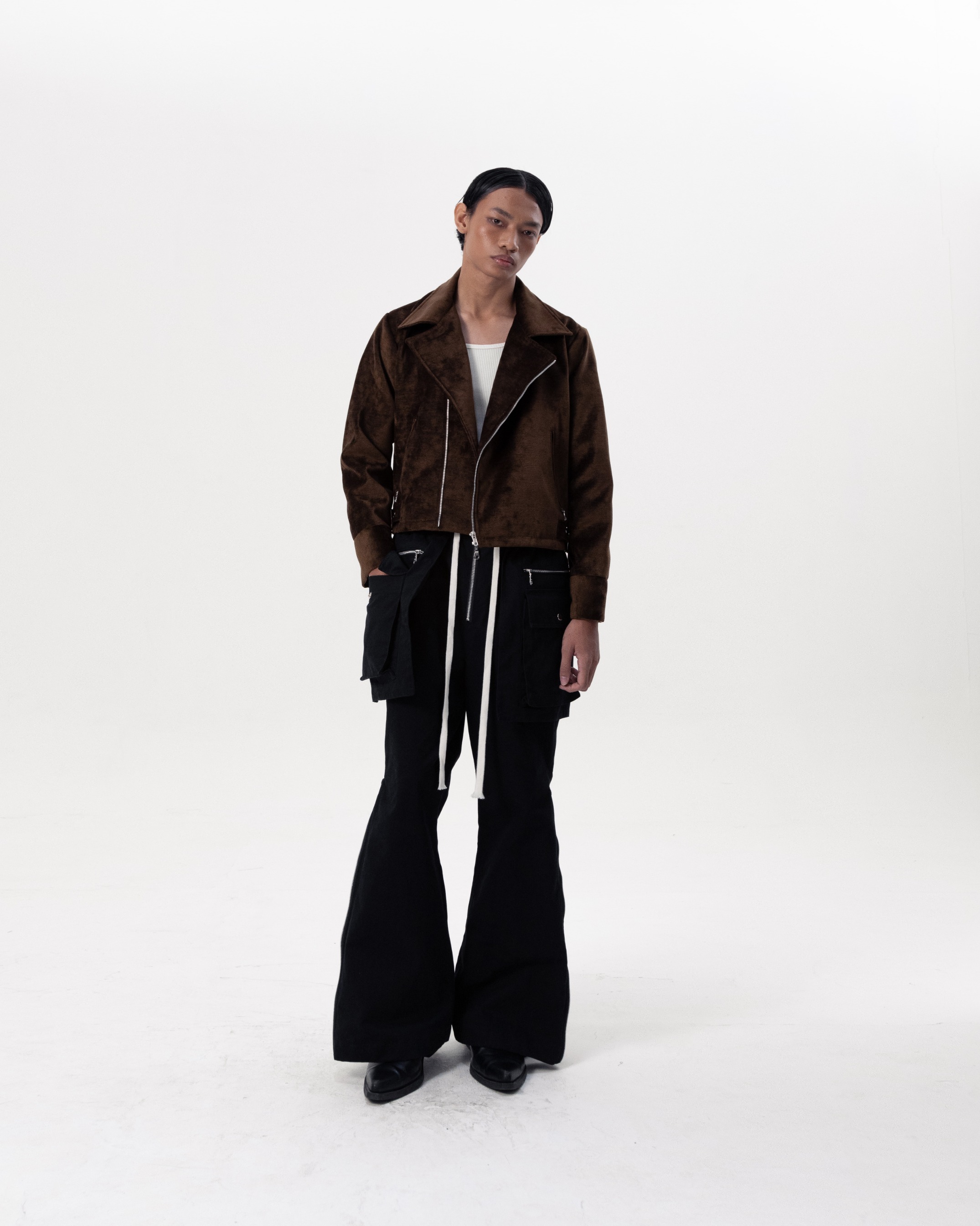 CONCRETE BIKER JACKET - BROWN