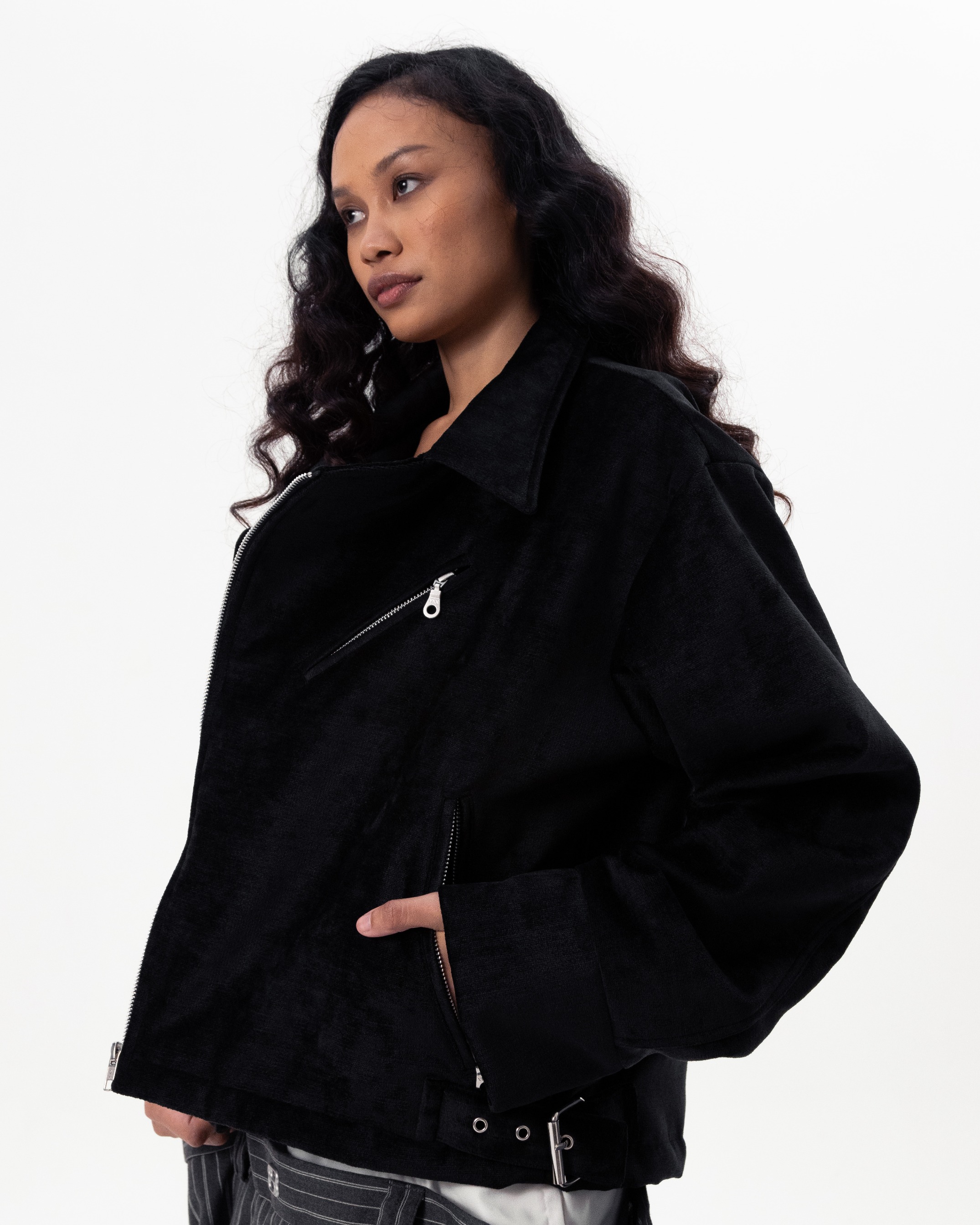 CONCRETE BIKER JACKET - BLACK 
