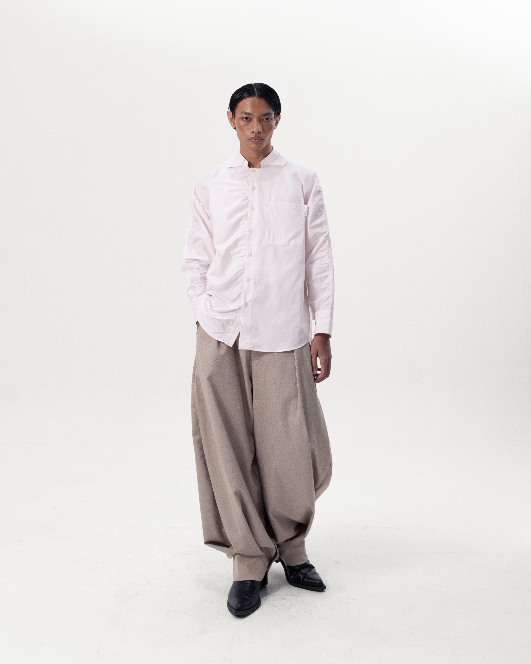 CONTRAST OVERSIZE SHIRT - LIGHT PINK