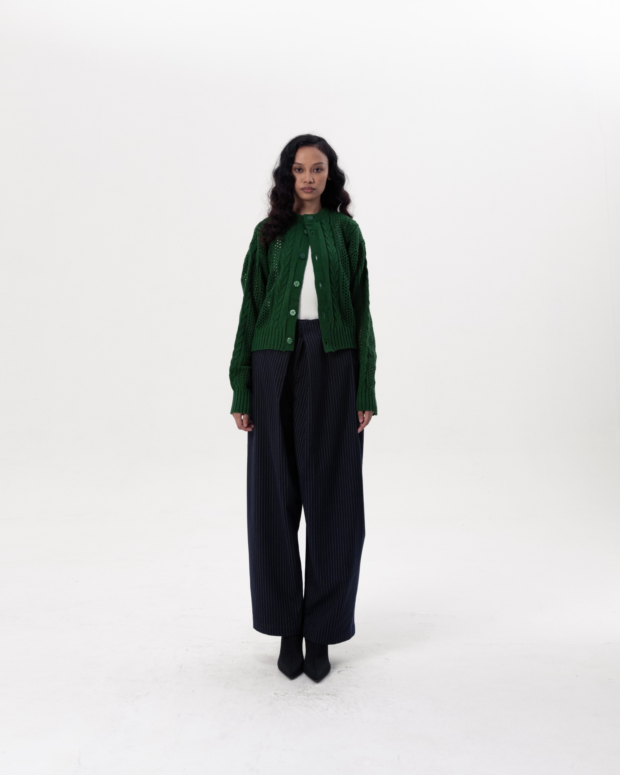 NETWORK CABLE CARDIGAN - GREEN